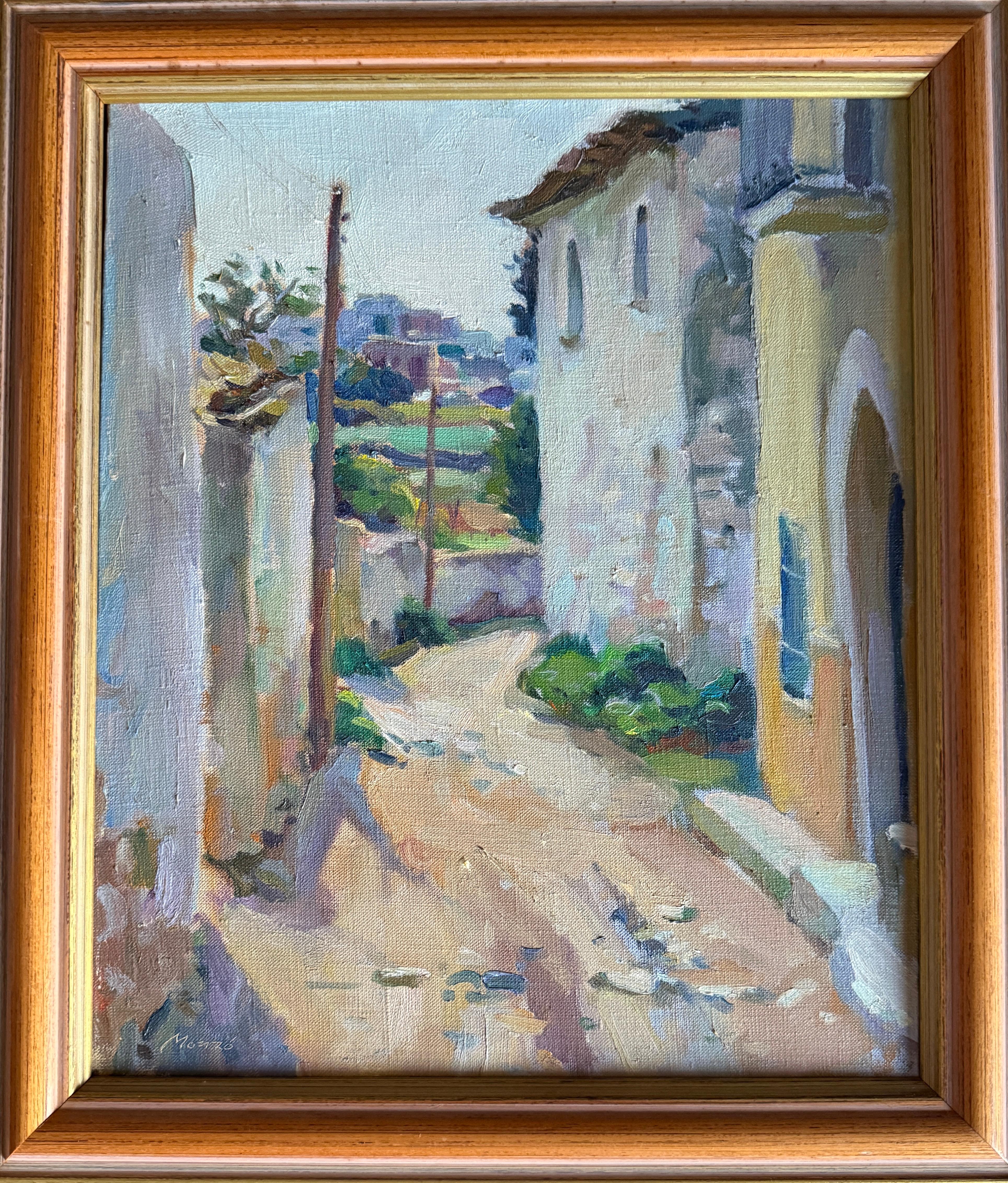 Vilanoveta Sitges Spain oil on canvas painting spanish landscape - Painting by Rafael Monzo