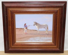 La mujer del caballo blanco - Óleo pintado del año 1994