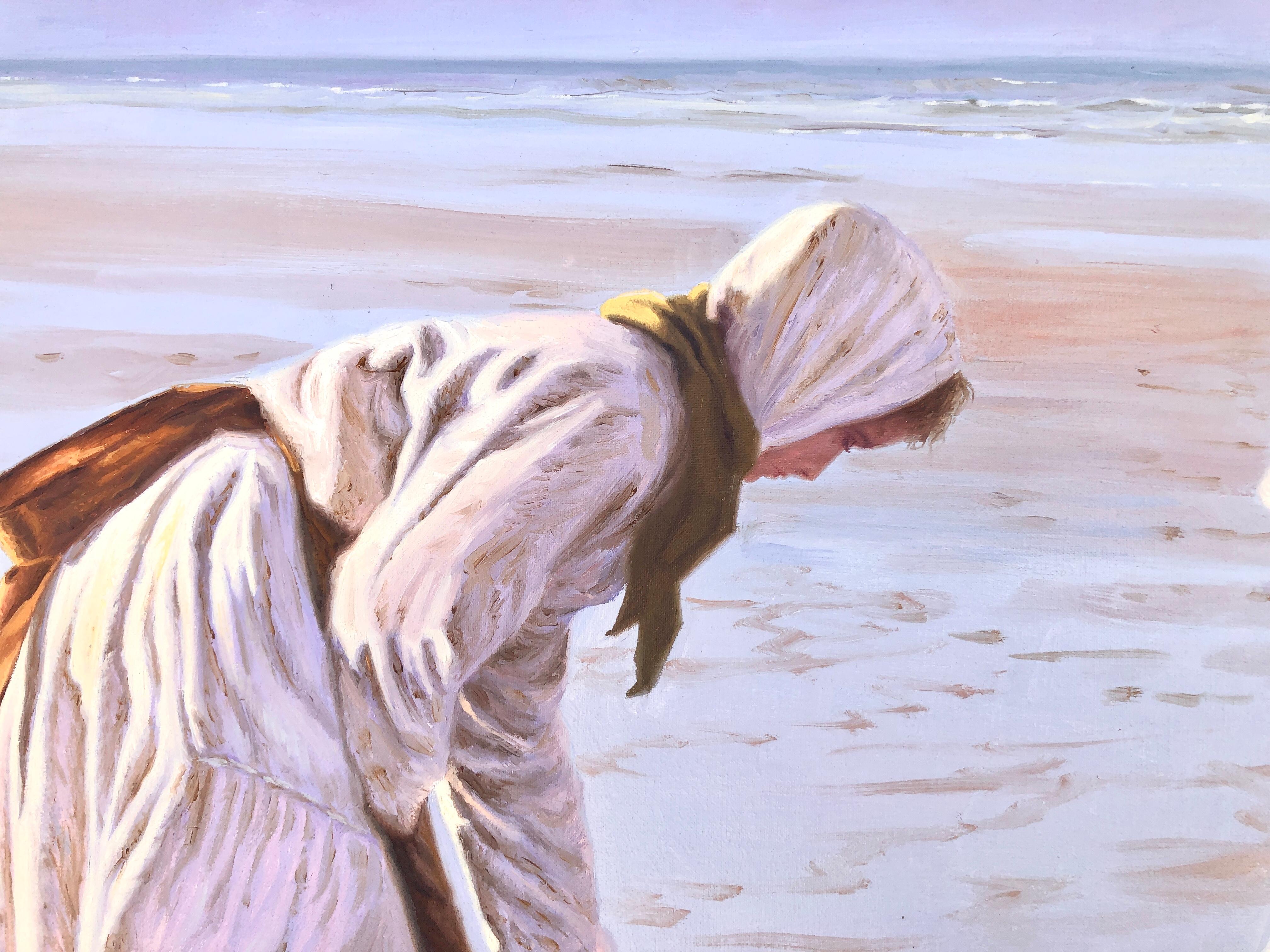 **Titre** : Pêcheuses sur la plage  
**Auteur** : Rafael Mumpao Hinojosa  
**Technique** : Huile sur toile  
**Dimensions de la toile** : 25.6 x 31.9 in  
**Dimensions encadrées** : 37.8 x 44.1 in  

Cette œuvre d'art capture une belle scène