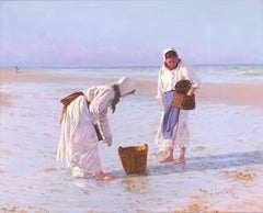 Muschelfischzüchterinnen am Strand Spanien spanische Meereslandschaft