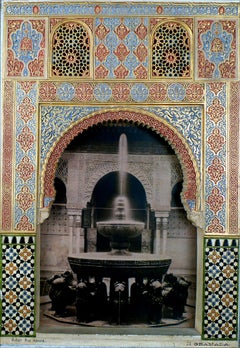 "Alhambra Facade Model", Early 20th Century Polychromed Stucco Plaque by R. Rus