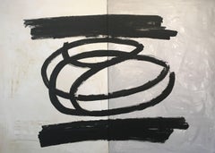 RUZ    Very BigB Diptych  Light Background  Black original abstract acrylic