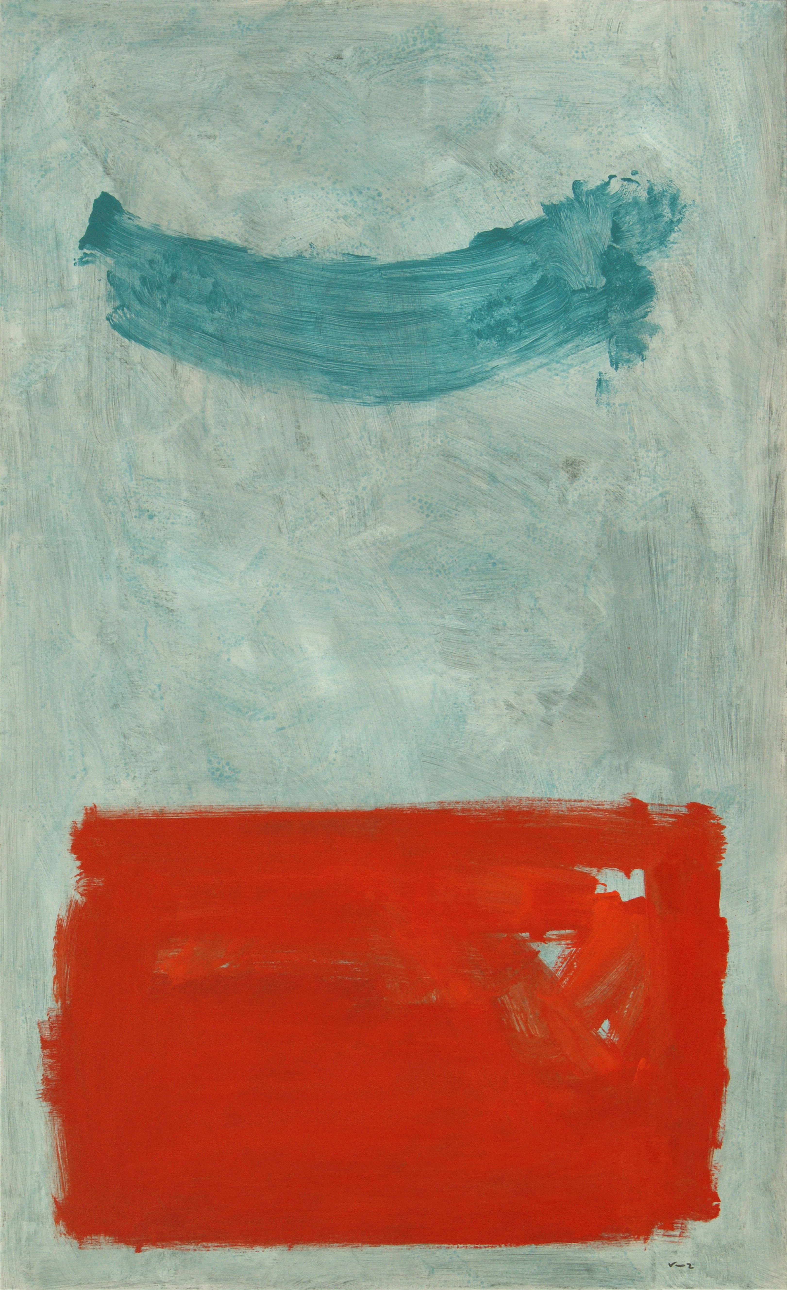 RAFAEL RUZ Abstract Painting - Ruz Vertical  Big  Red  Green  Blue original abstract acrylic painting
