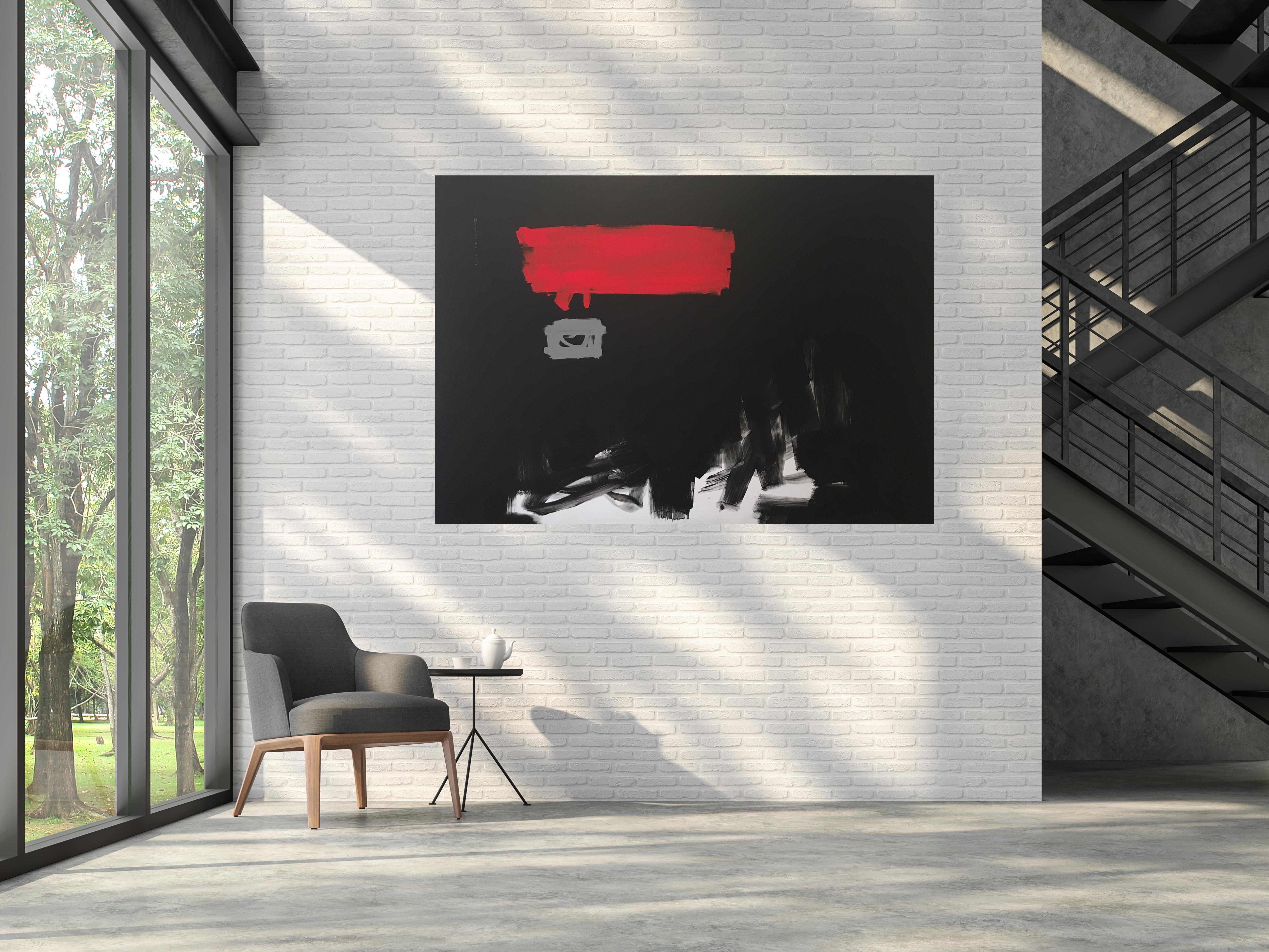 Ruz  Black and Red   original abstract - Painting by RAFAEL RUZ