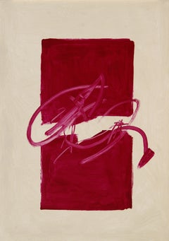 Ruz 54 Licht Hintergrund  Rot  Senkrecht  Großes abstraktes Gemälde in Acryl auf Leinwand