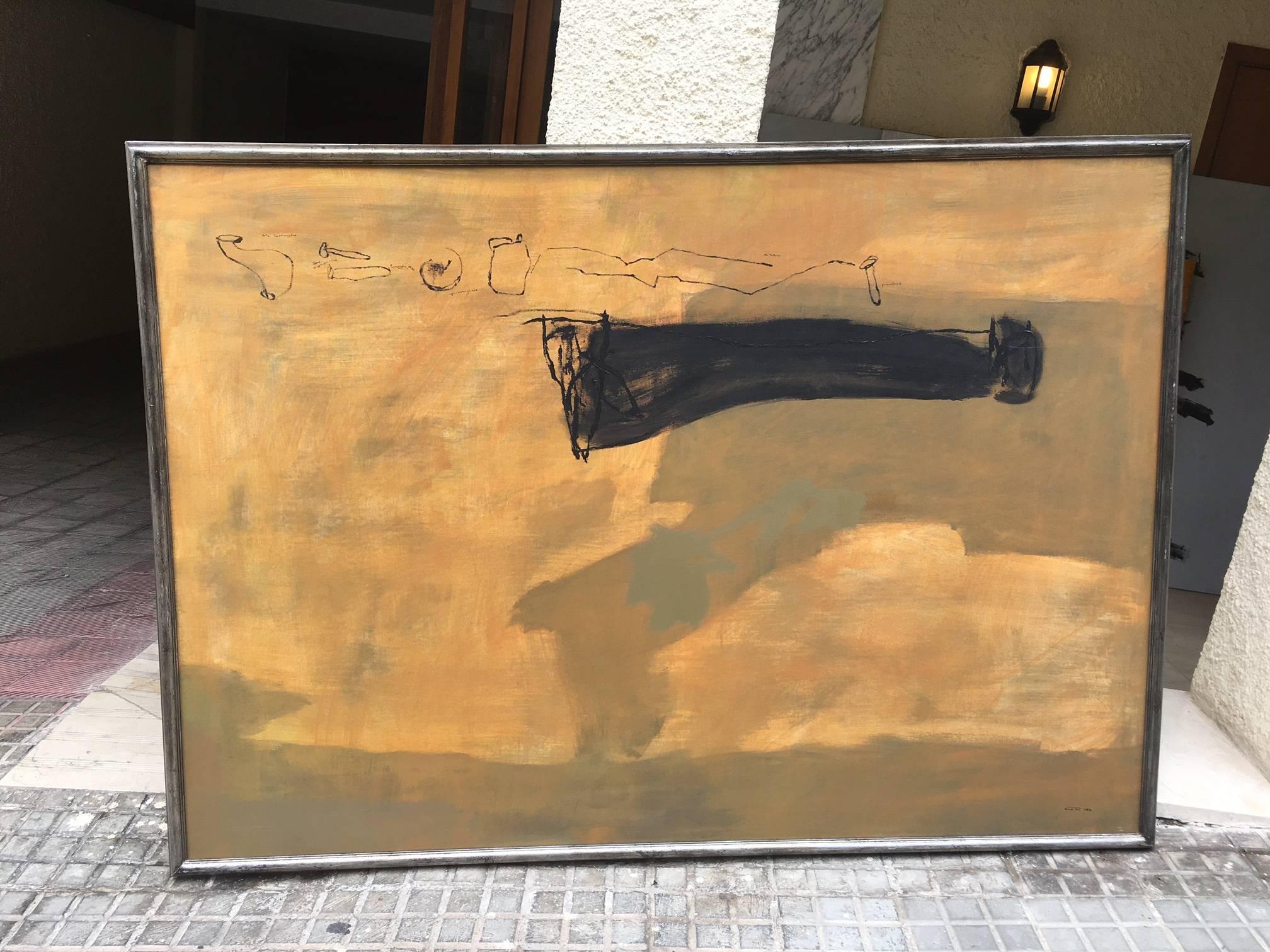 Ruz  Golden  Black  Big  Dejame - original abstract acrylic canvas painting For Sale 2