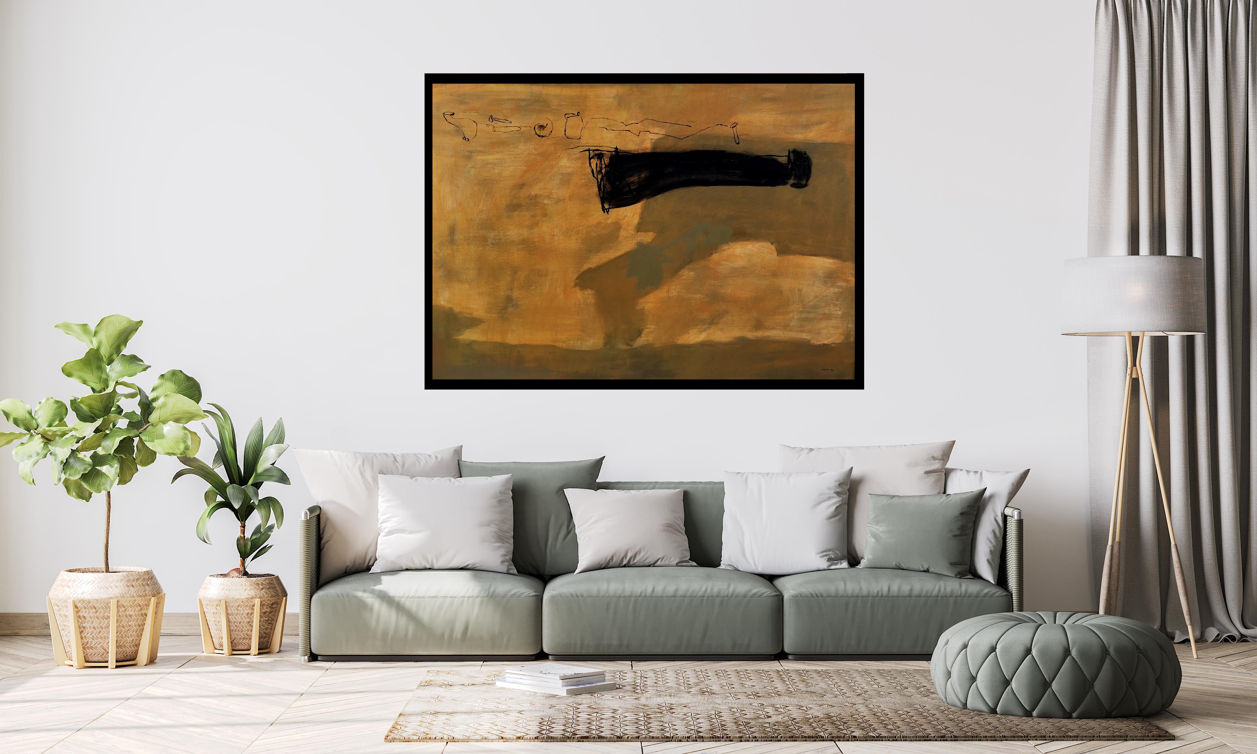 Ruz  Golden  Black  Big  Dejame - original abstract acrylic canvas painting For Sale 4