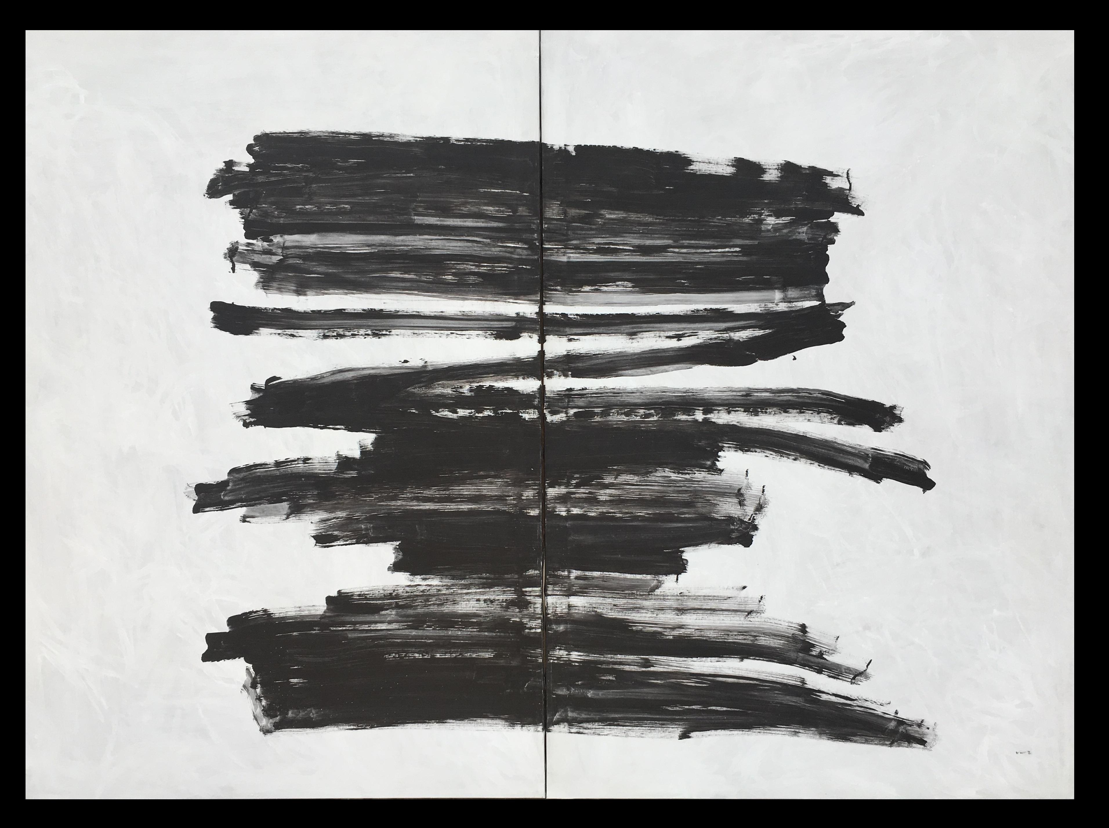  Ruz  18 Gray and Black Diptych  Very Big  original abstract canvas  acrylic 