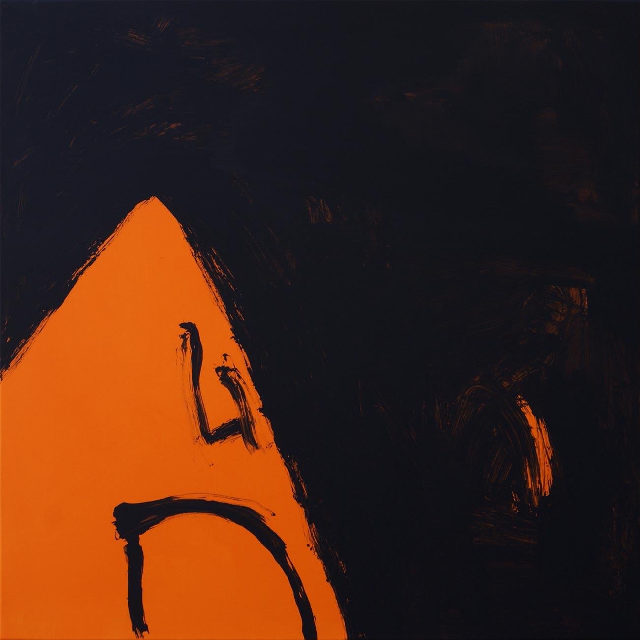 Ruz  Elongate  Black and Orange  original . abstract. painting For Sale 1