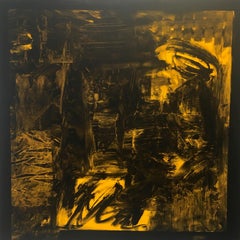 Ruz. square. black. golden- Abstract