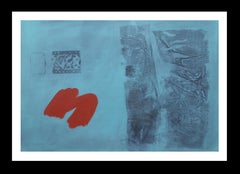 Ruz 23 Blaue und rote abstrakte Landschaften  Abstraktes Acryl auf Papier 