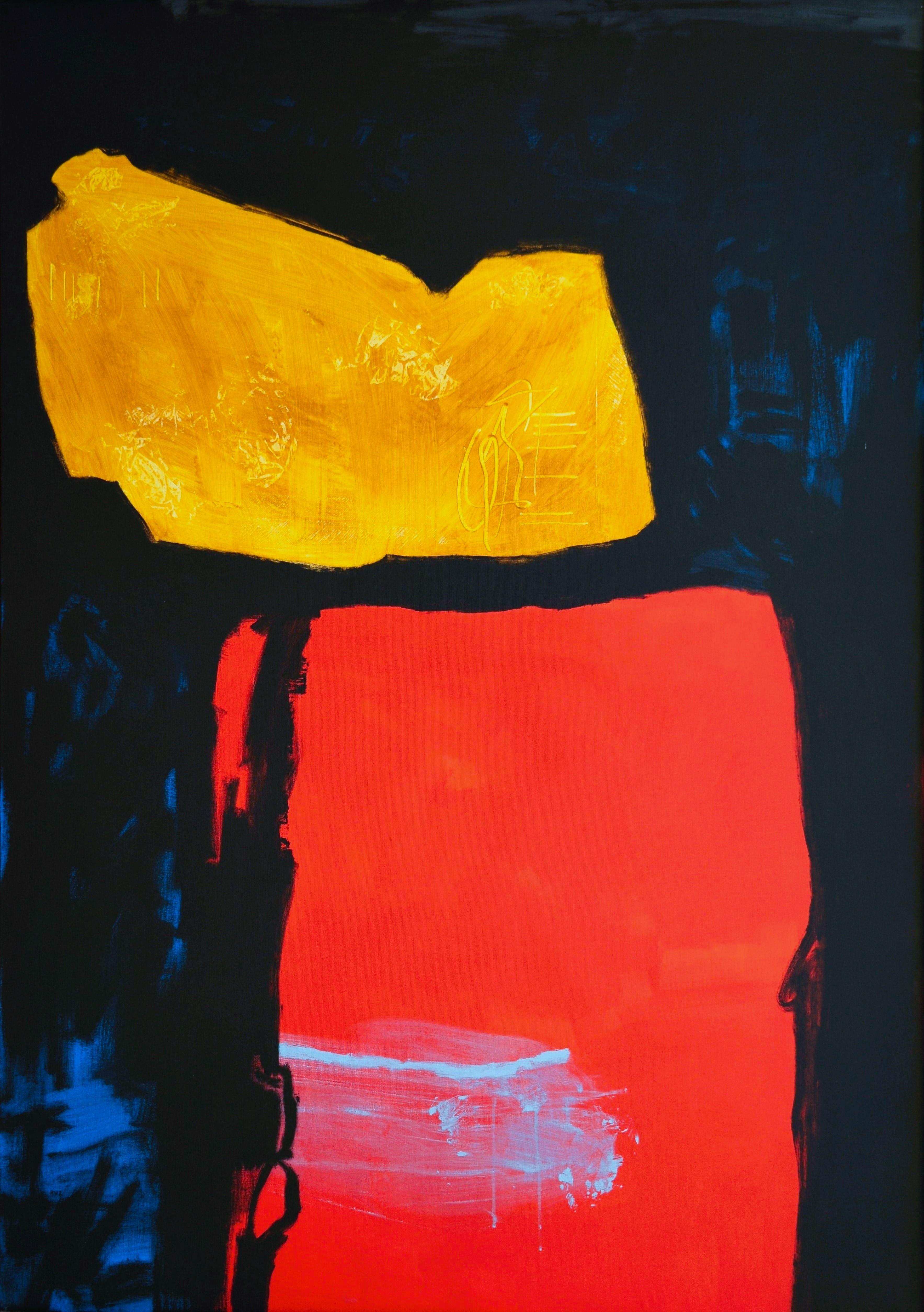 Quietud Abstract Acrylic Painting on Canvas, Framed, 21st Century
