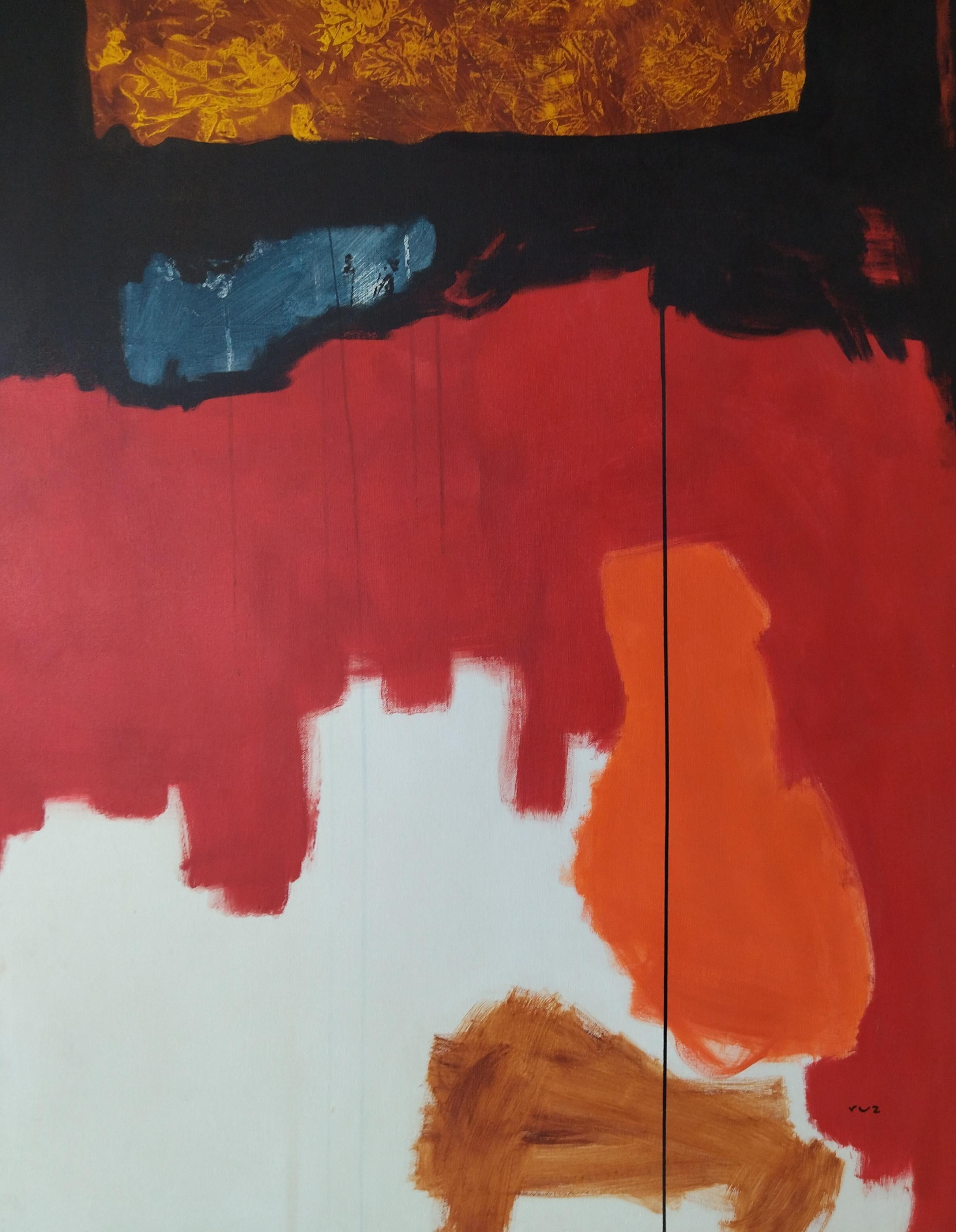 Ruz Red Big Vertical  inconsciencia.  -  Abstract Acrylic  Painting For Sale 1