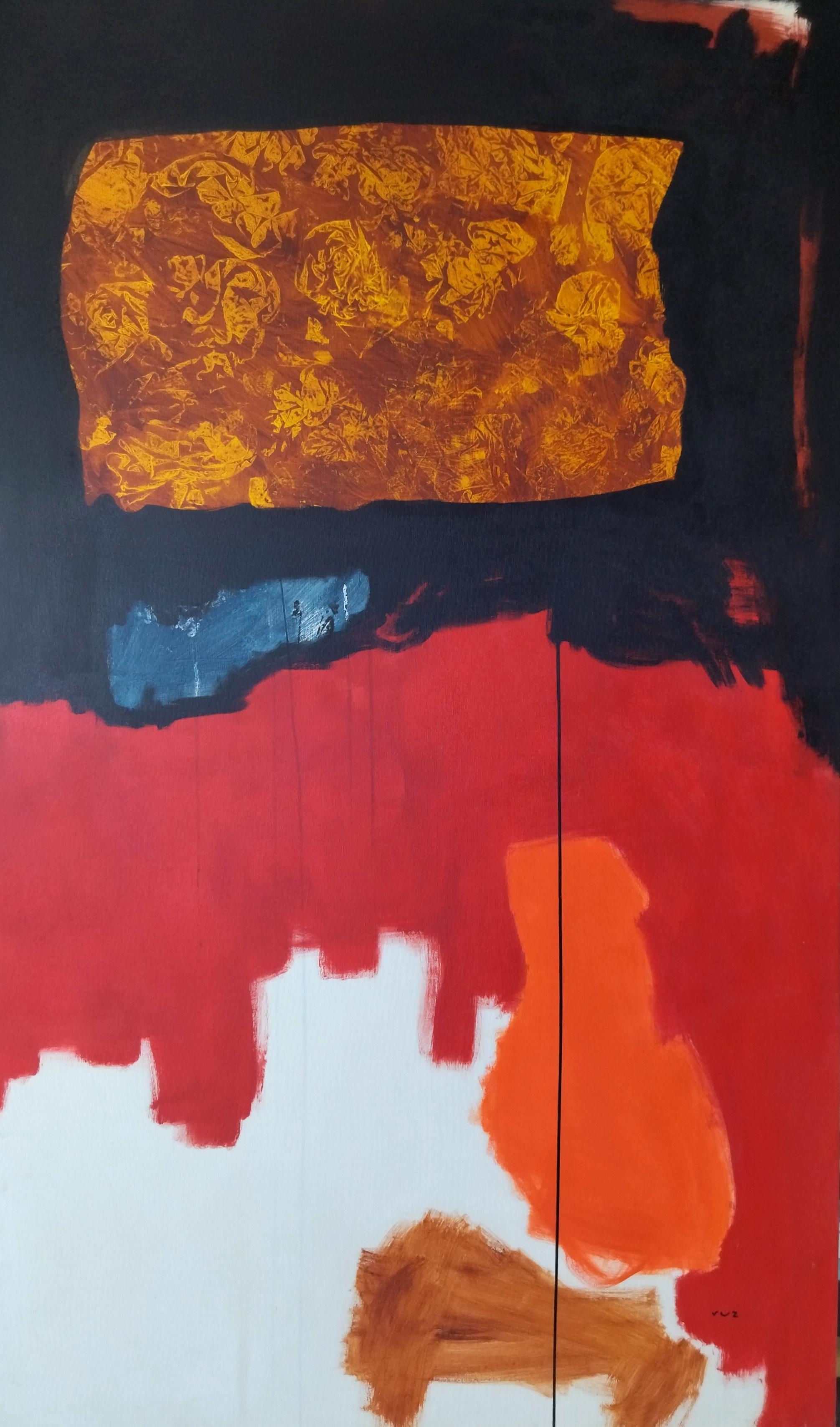 Ruz   Rot Groß Vertikal  inconsciencia.  -  Abstrakt-Acryl  Malerei im Angebot 2
