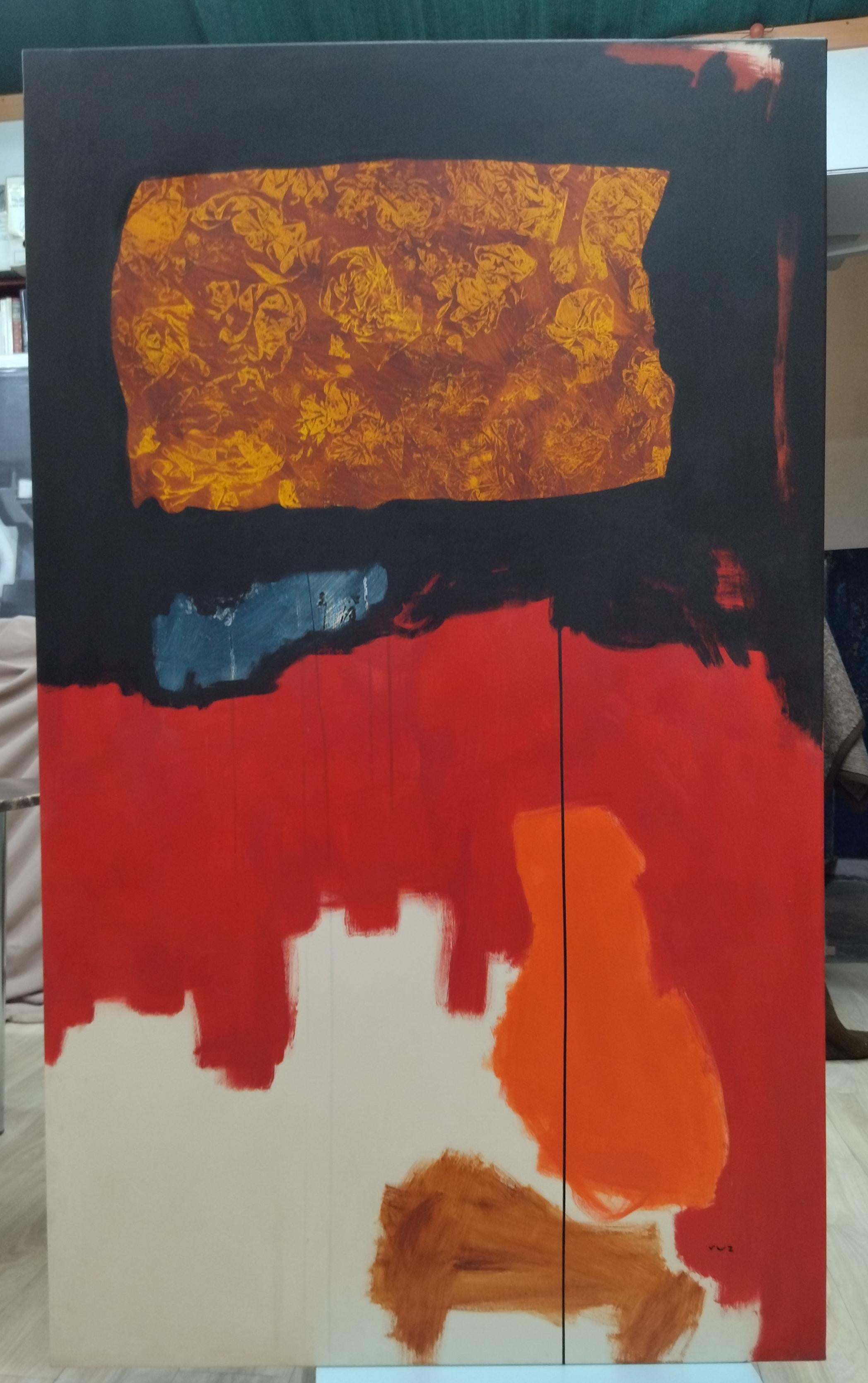Ruz Red Big Vertical  inconsciencia.  -  Abstract Acrylic  Painting For Sale 4
