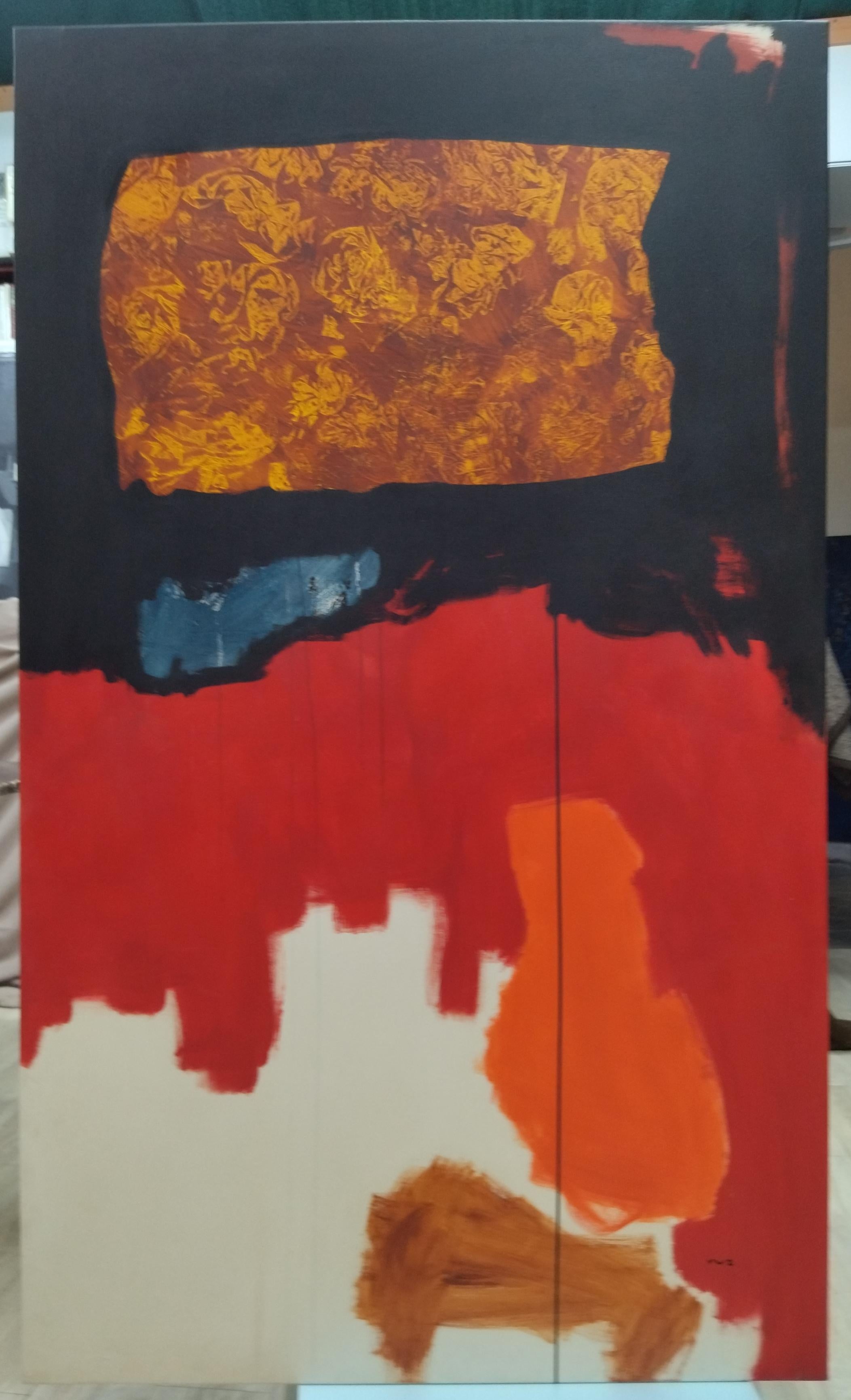 Ruz Red Big Vertical  inconsciencia.  -  Abstract Acrylic  Painting For Sale 5