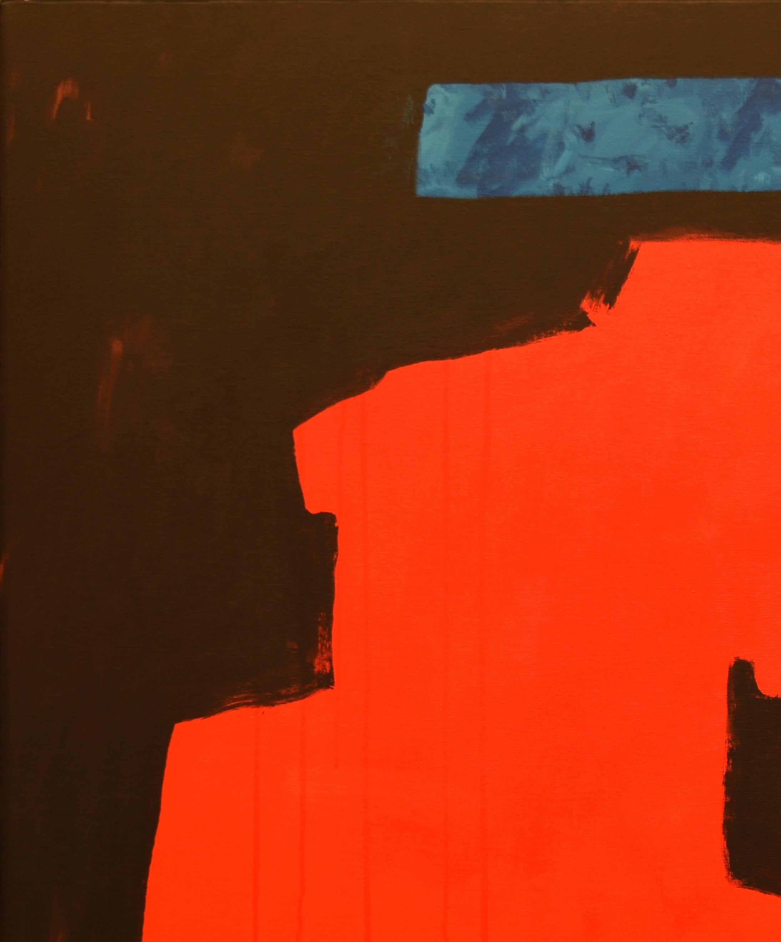 Ruz  11.2 Rouge  Golden  Noir  Peinture abstraite à l'acrylique sur toile - Painting de RAFAEL RUZ