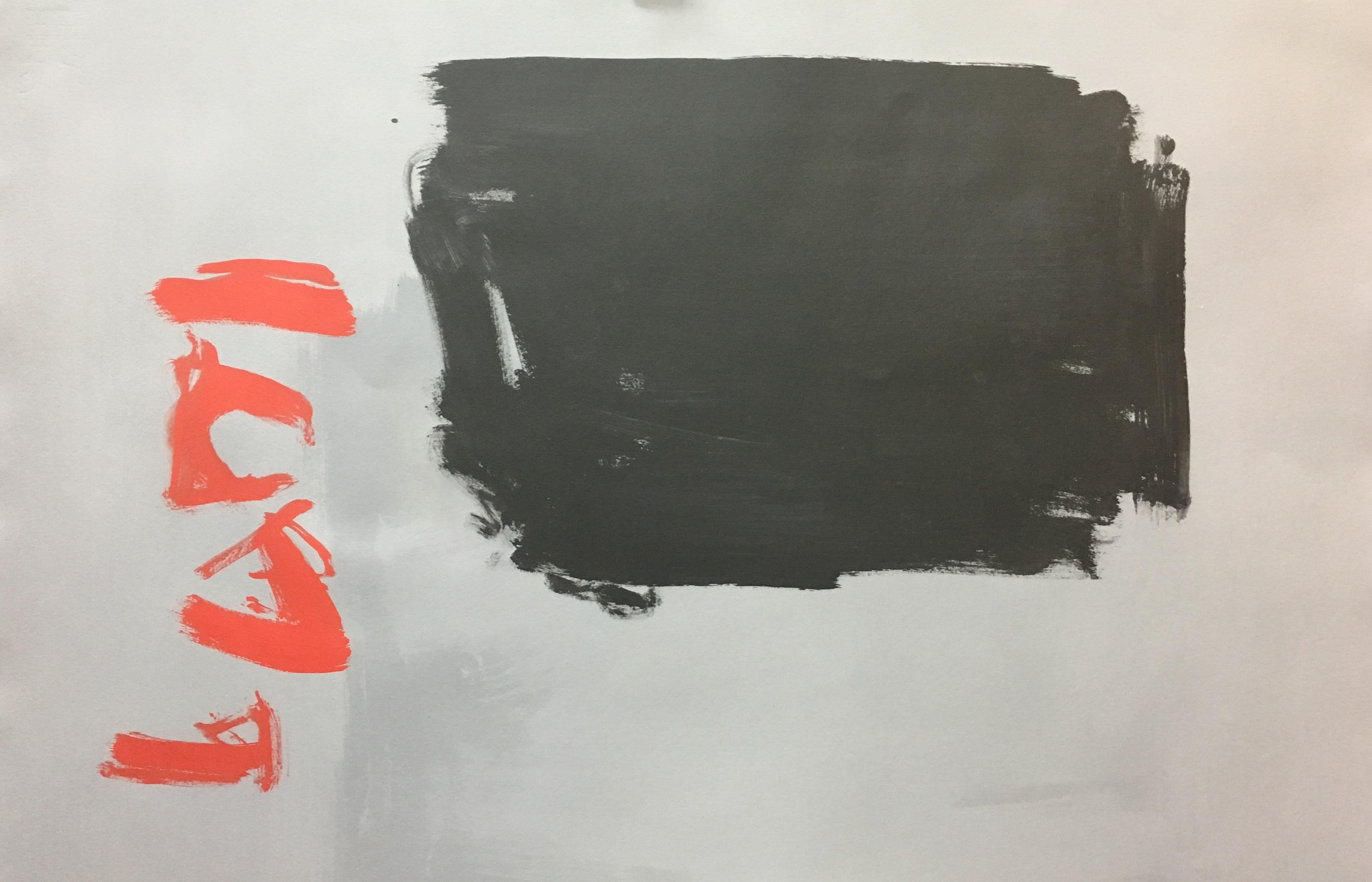 Ruz   Nero e Rosso - pittura acrilica astratta originale - Painting di RAFAEL RUZ
