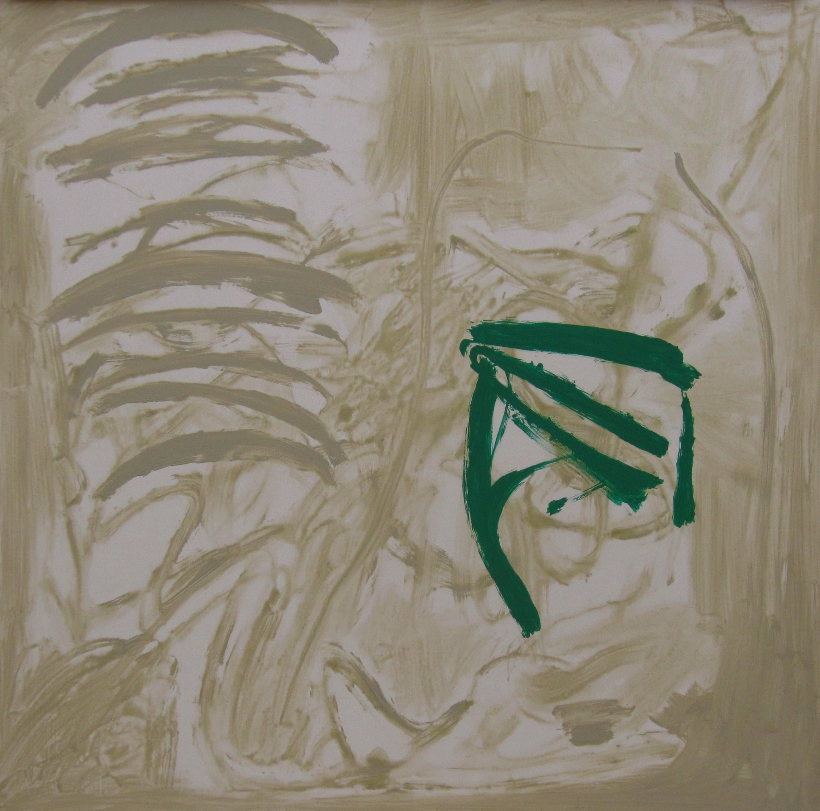RAFAEL RUZ Abstract Painting - Ruz  Square  Big  Green  Placidez  original abstract acrylic canvas painting