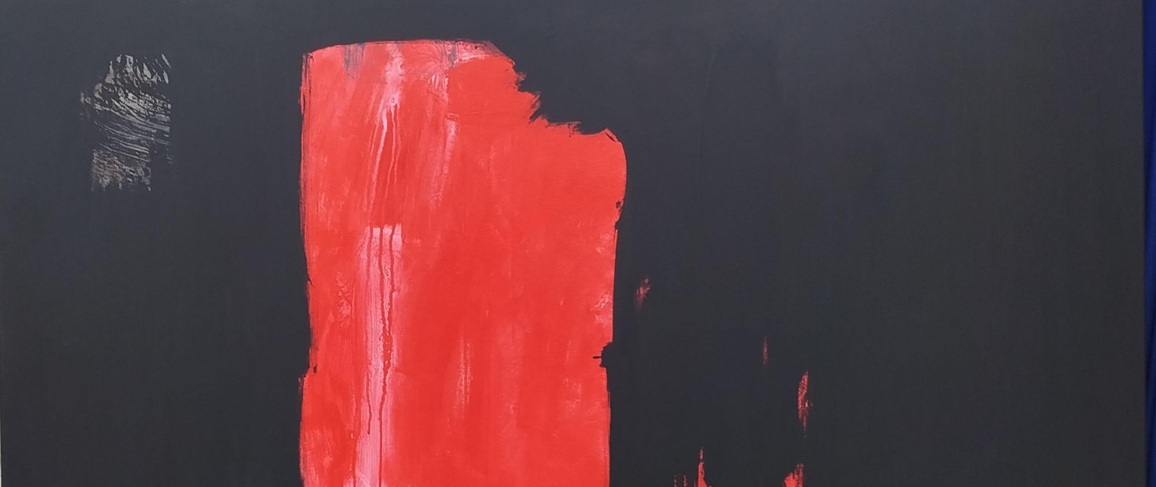 Ruz 13 Negro Grande  Rojo original  lienzo abstracto pintura acrílica en venta 3