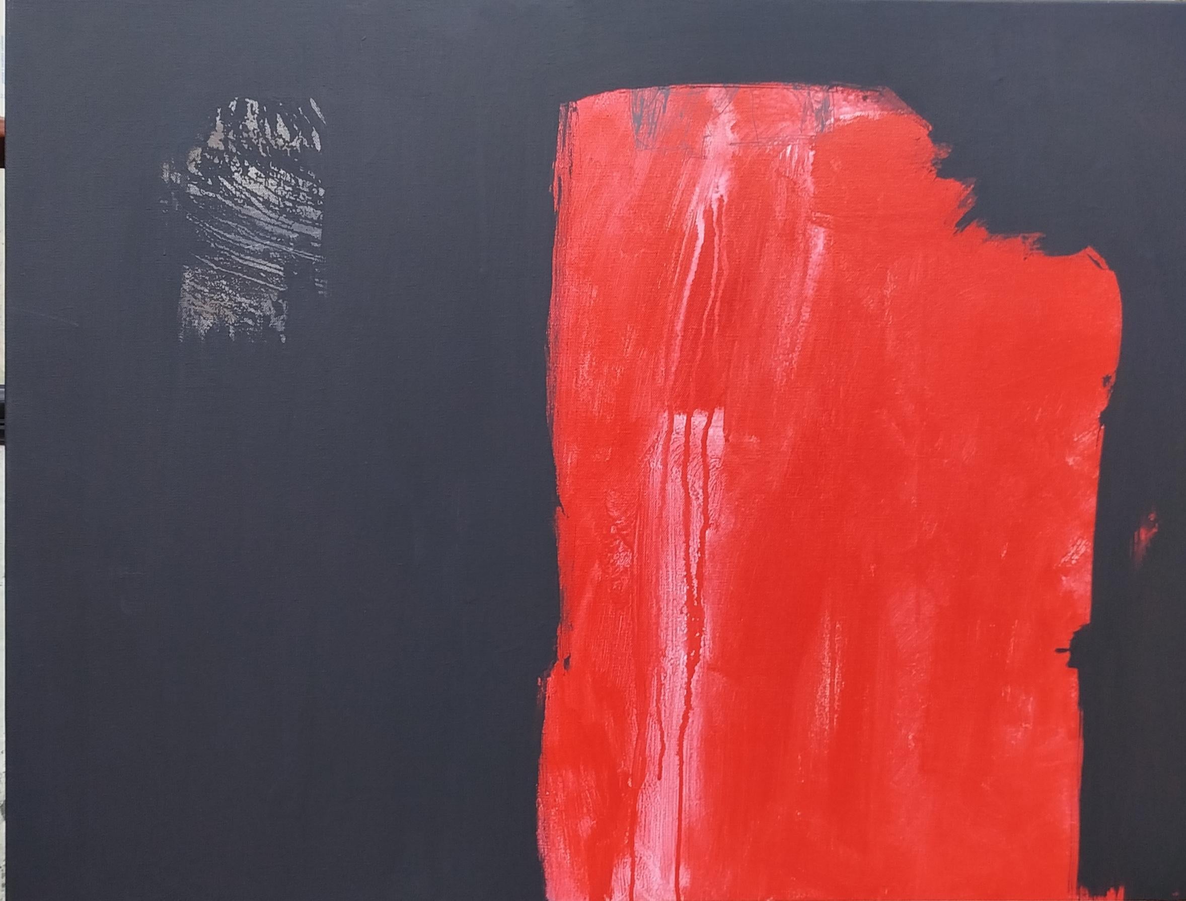 Ruz 13 Negro Grande  Rojo original  lienzo abstracto pintura acrílica en venta 4