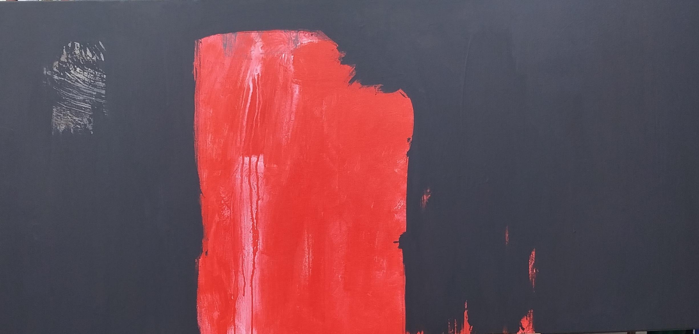 Ruz 13 Negro Grande  Rojo original  lienzo abstracto pintura acrílica en venta 5