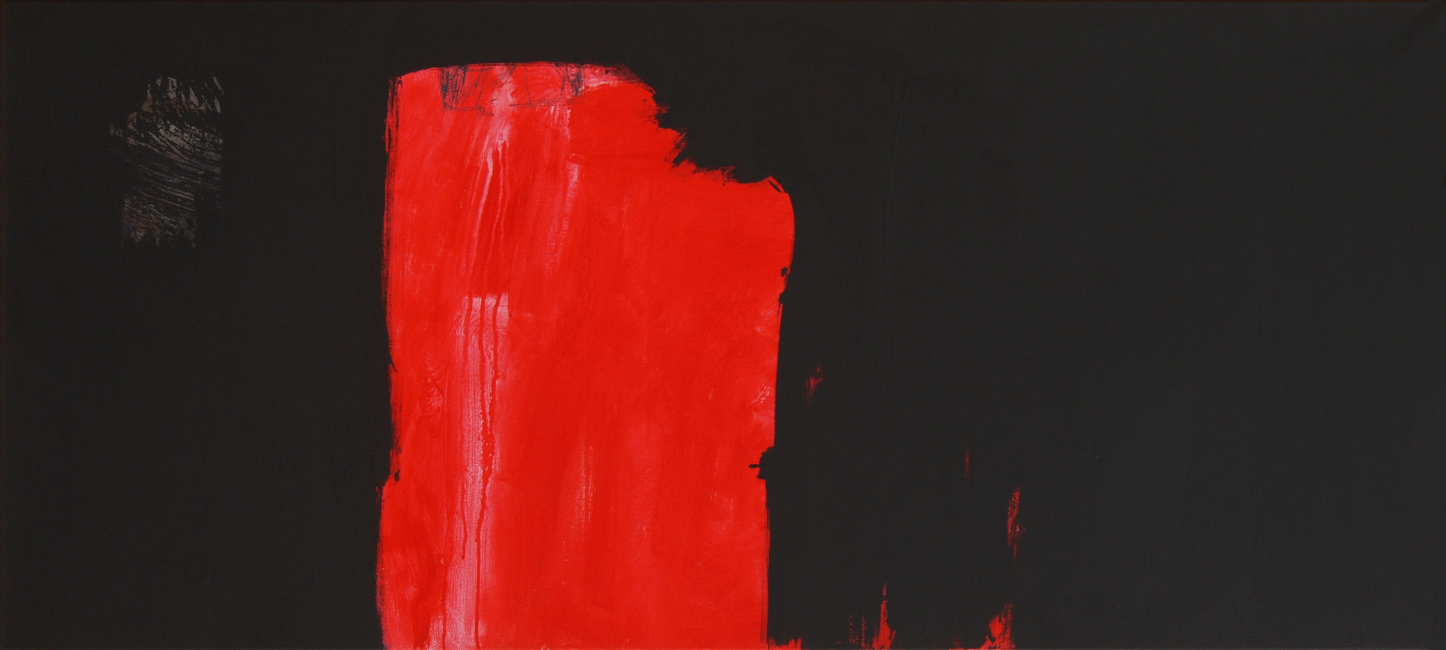 Ruz 13 Negro Grande  Rojo original  lienzo abstracto pintura acrílica - Painting de RAFAEL RUZ