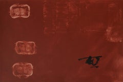 Ruz black on maroon original abstract acrylic painting