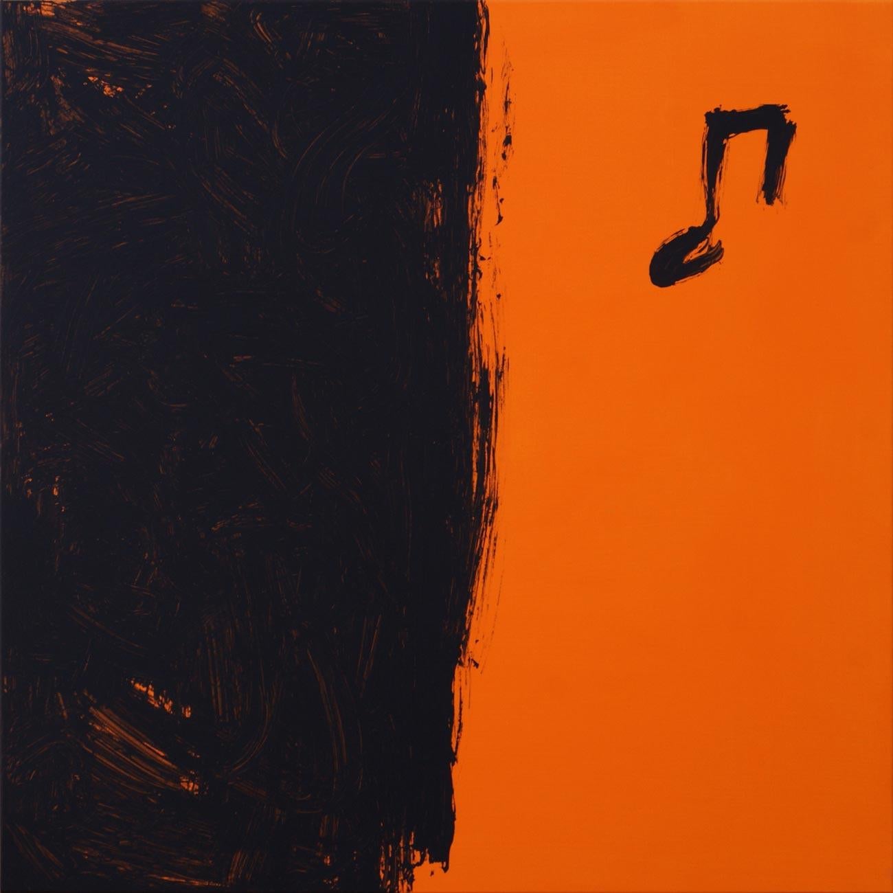 Ruz   Elongate  Black and Orange  original . abstract. painting - Painting by RAFAEL RUZ