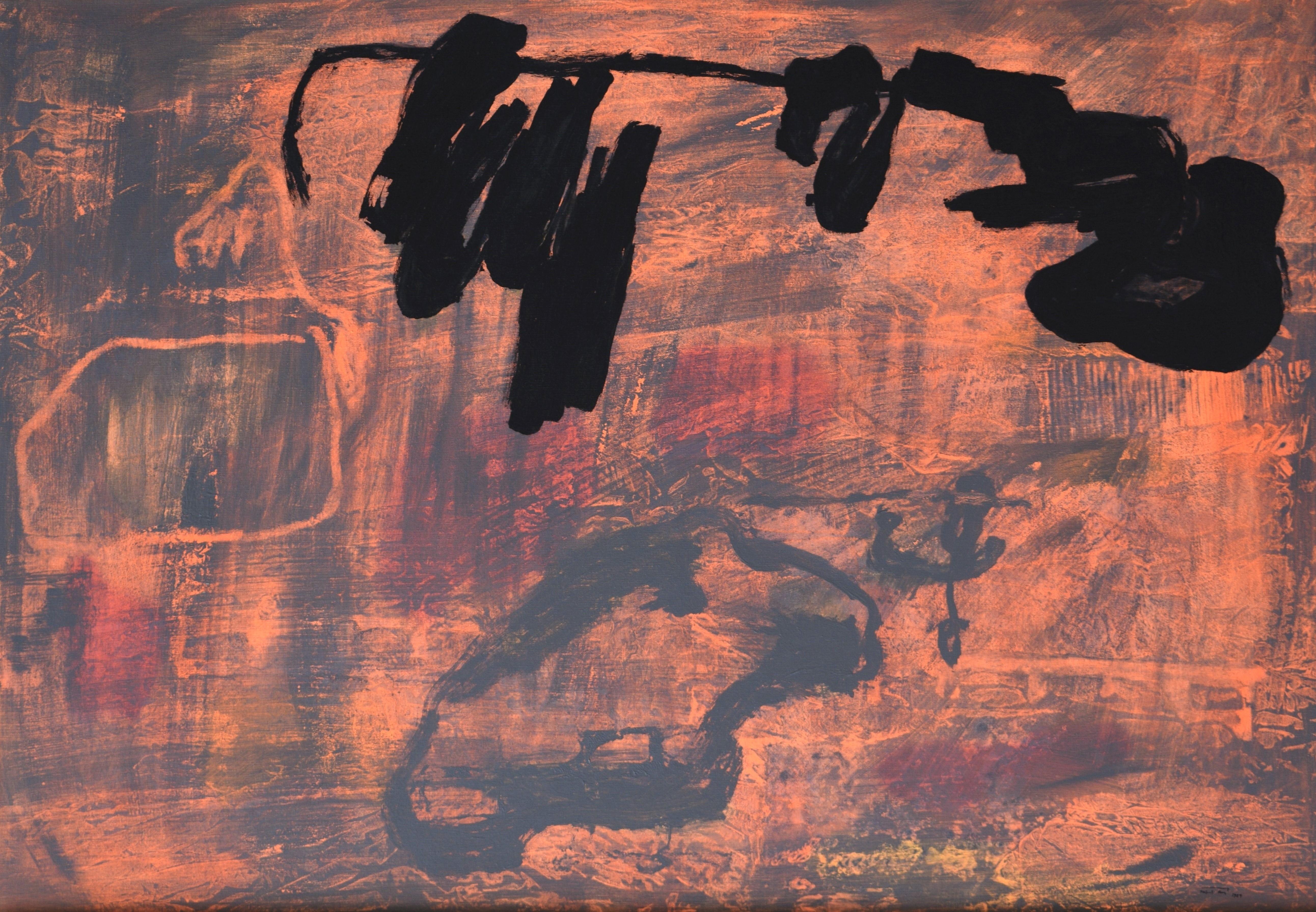 Ruz 13 largo viaje acrylic canvas painting - Abstract Painting by RAFAEL RUZ