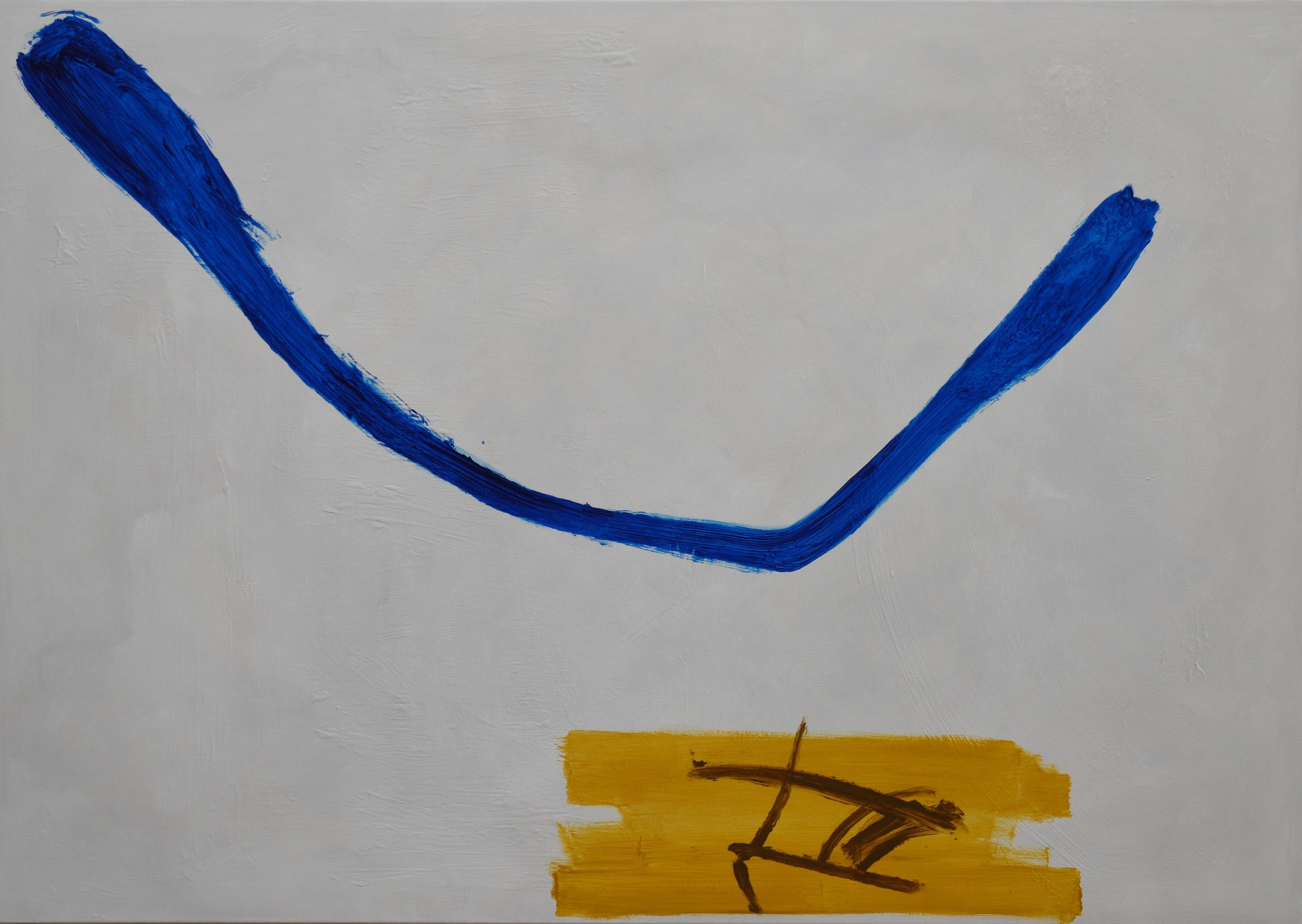 RAFAEL RUZ Abstract Painting - Ruz  Light Background Blue  Veritas Veritatis  Abstract Acrylic  Painting