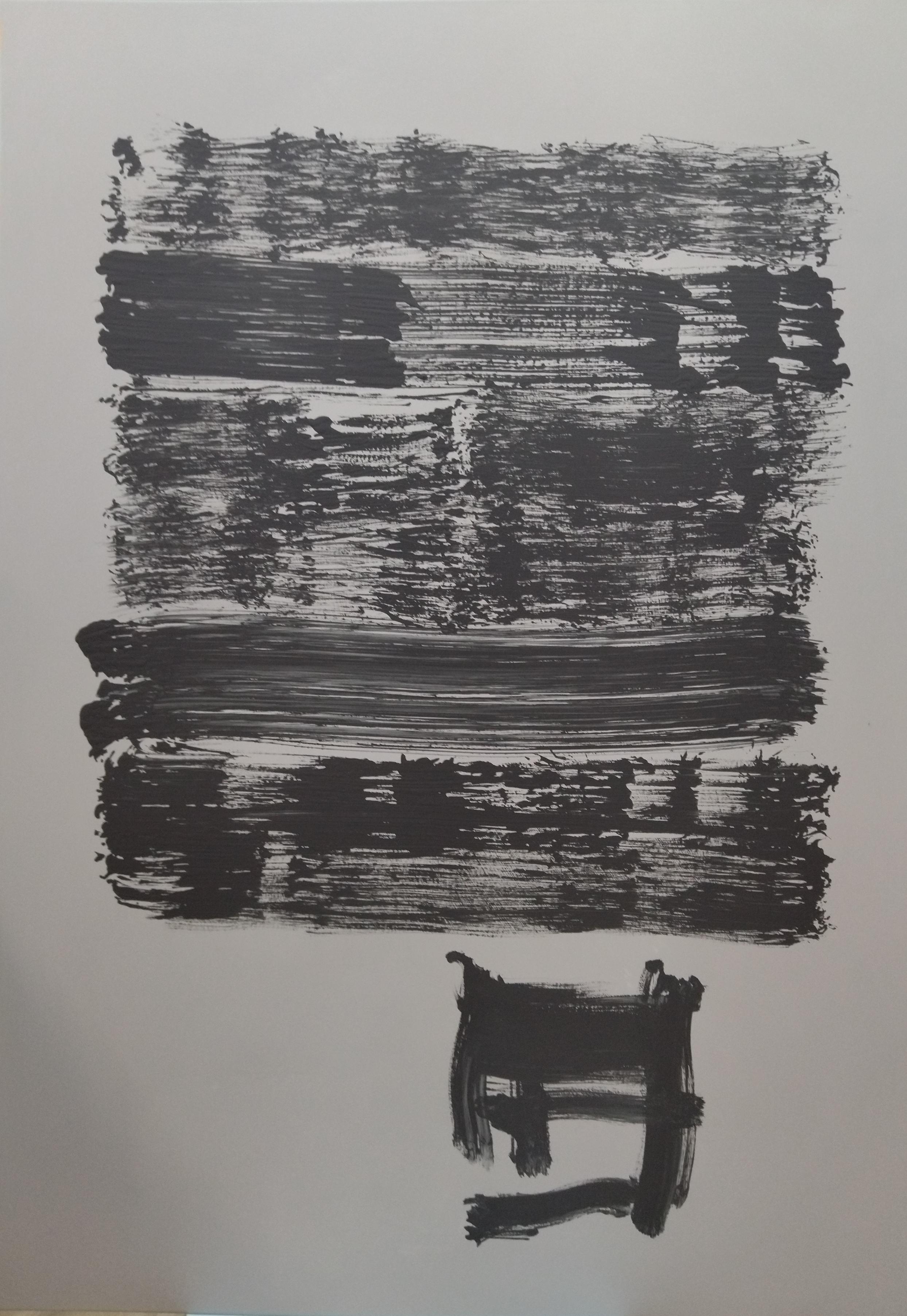 Ruz  Gray Black Qui Primitivum est. Landscapes -  Abstract Acrylic  Painting For Sale 1