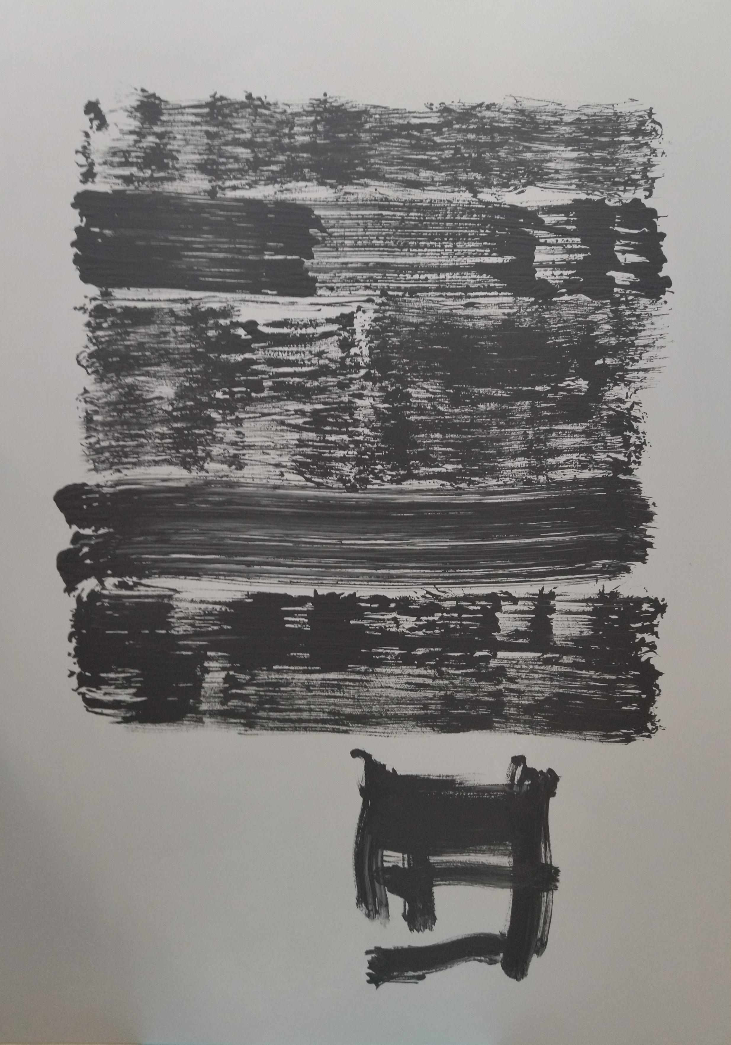 RAFAEL RUZ Abstract Painting - Ruz  Gray Black Qui Primitivum est. Landscapes -  Abstract Acrylic  Painting