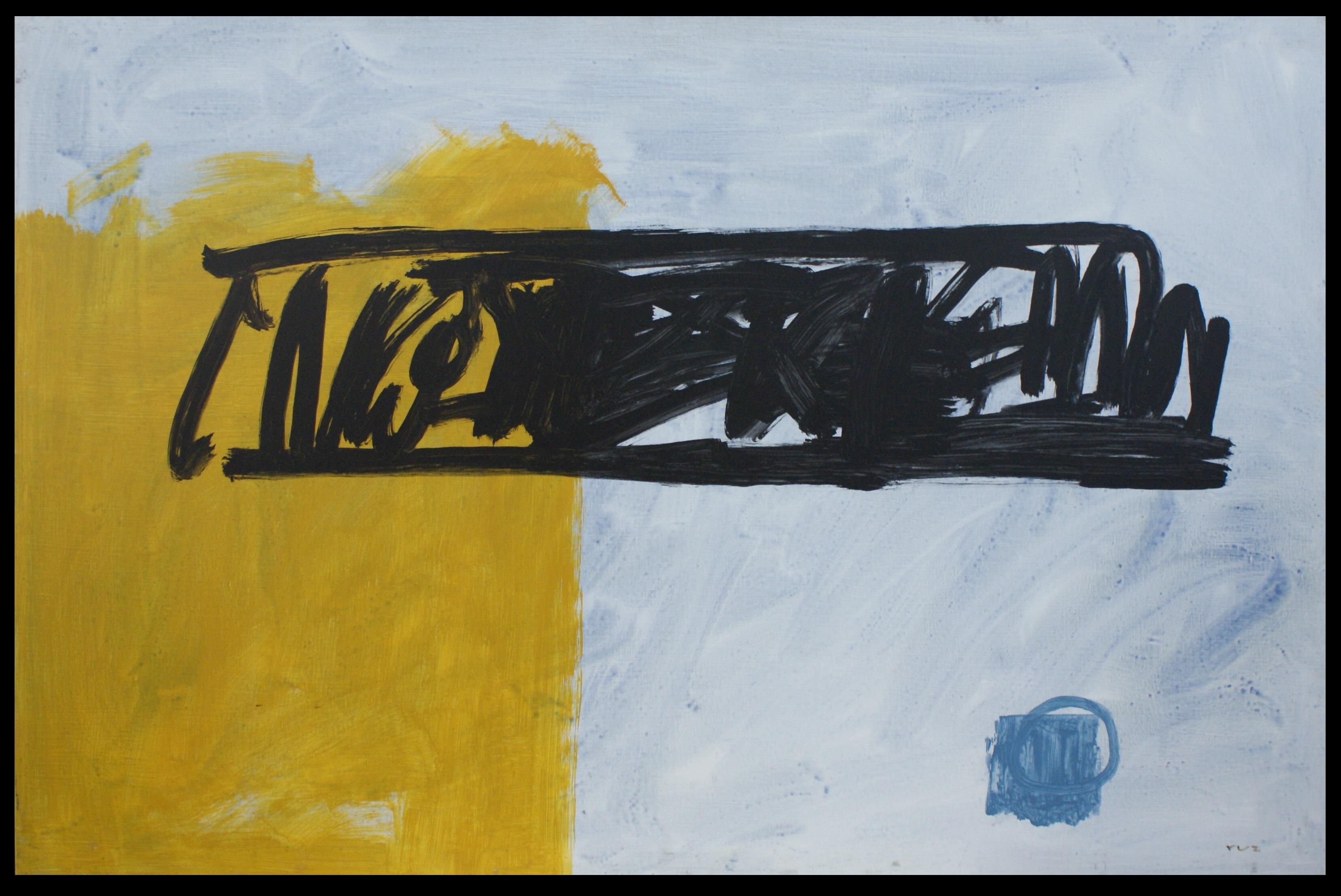 Abstract Painting di RAFAEL RUZ - Ruz  Blu  Forme geometriche Pittura ad olio originale astratta in acrilico