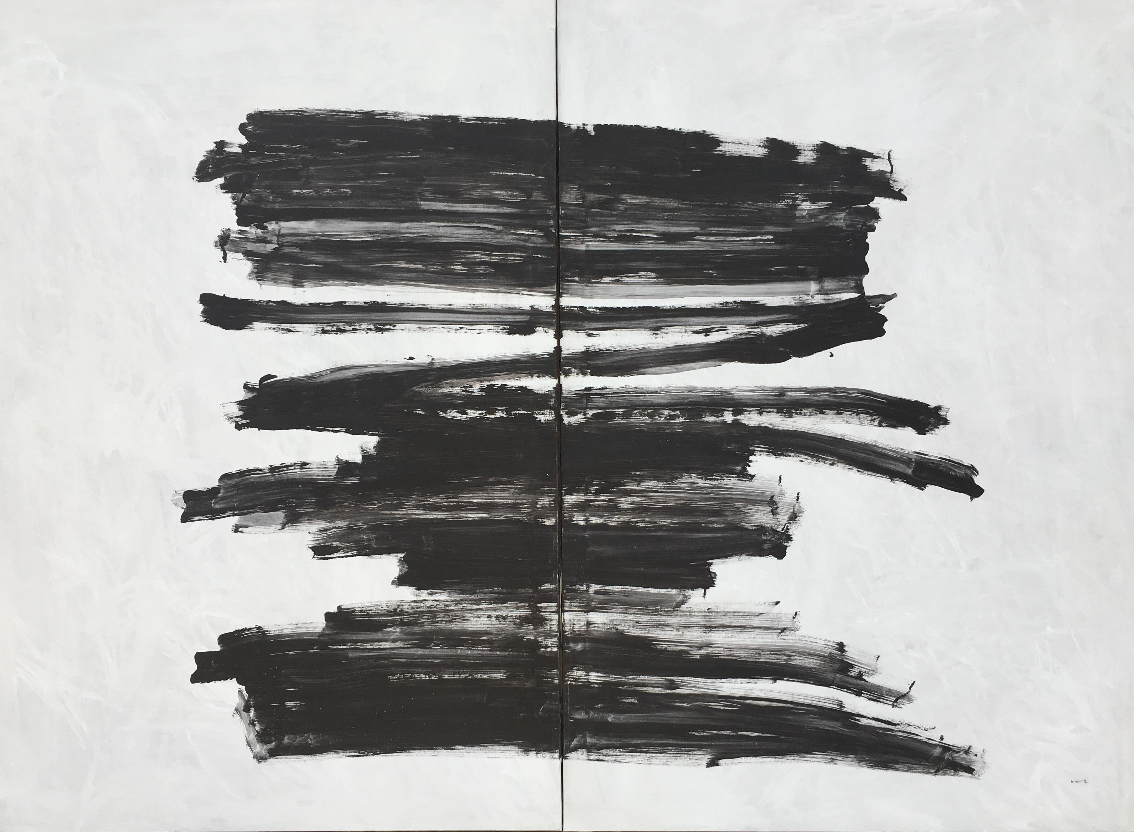  Ruz   Gray and Black Diptych  Very Big  original abstract canvas  acrylic  - Abstract Painting by RAFAEL RUZ