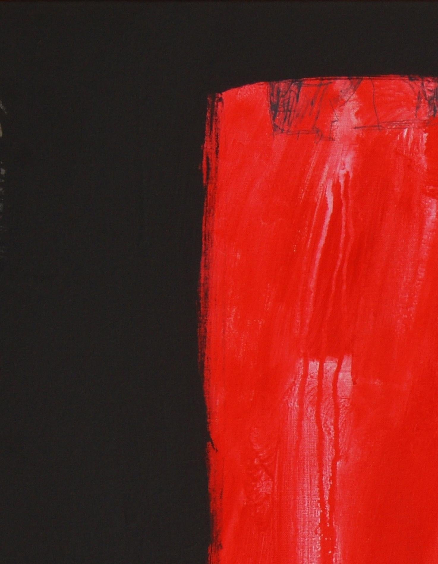 Ruz  Black Big  Red orignal  abstract canvas acrylic painting - Abstract Painting by RAFAEL RUZ