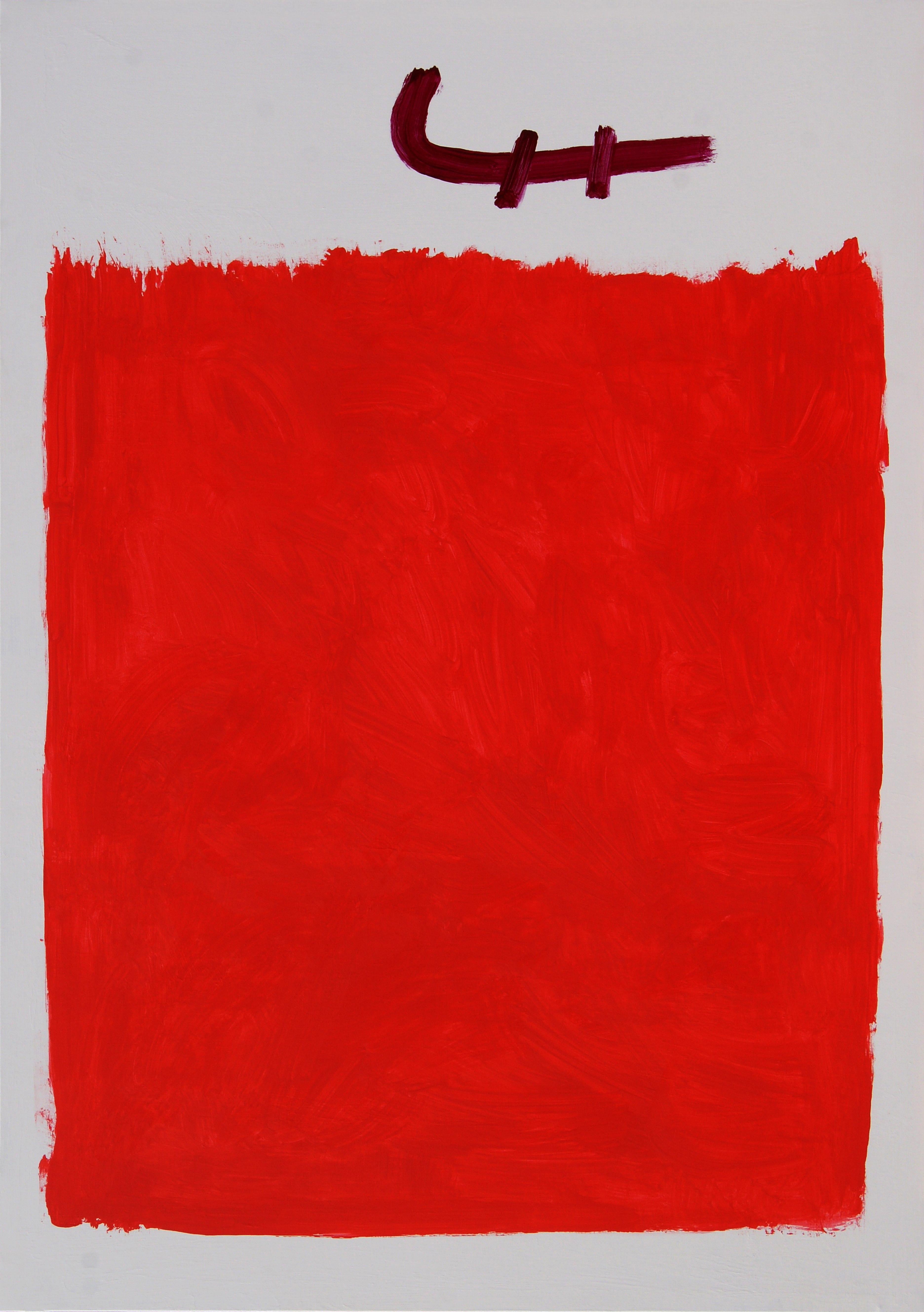 RAFAEL RUZ Abstract Painting - Ruz . Red  Vertical Sin conciencia    abstract canvas acrylic painting