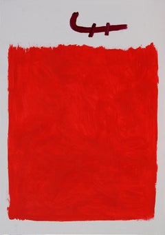 Ruz . Rouge  Sin conscience verticale    Peinture acrylique abstraite sur toile