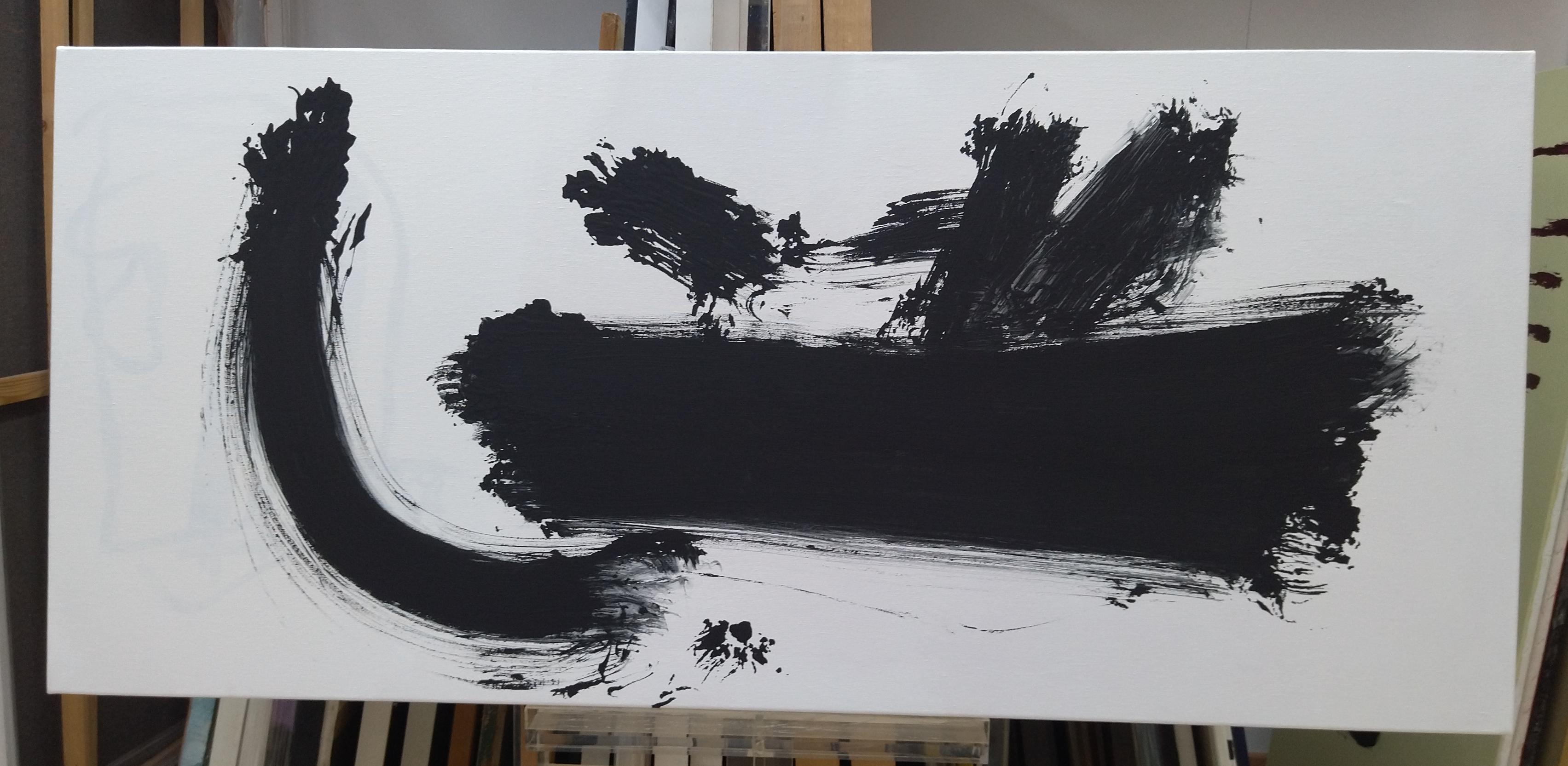 Ruz  Black White  Que Lejos. Paesaggi -  Acrilico astratto  Pittura in vendita 1