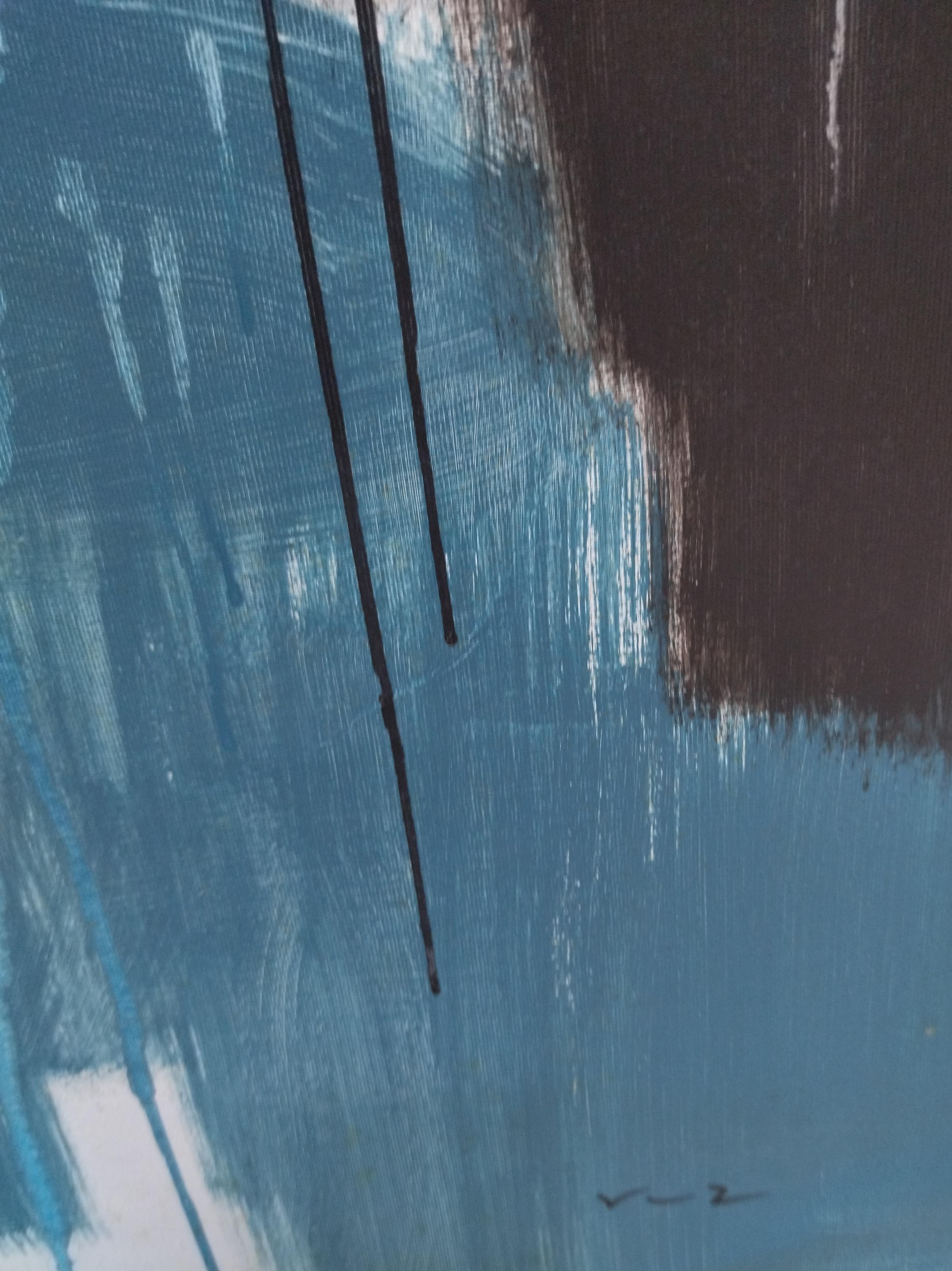 Ruz Nero  Oro   Giallo  Blu   pittura acrilica astratta originale su tela in vendita 10