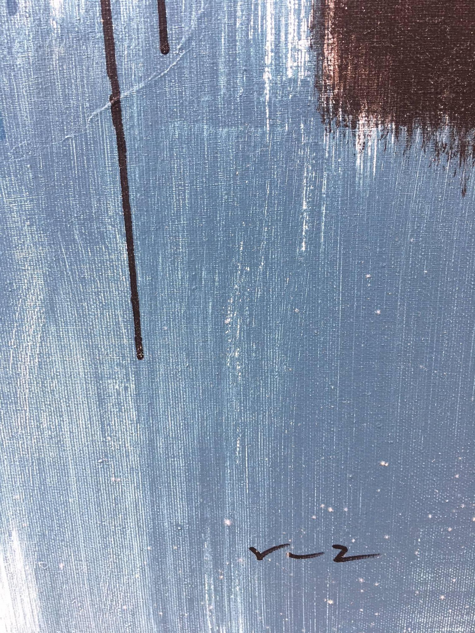 Ruz Nero  Oro   Giallo  Blu   pittura acrilica astratta originale su tela in vendita 2