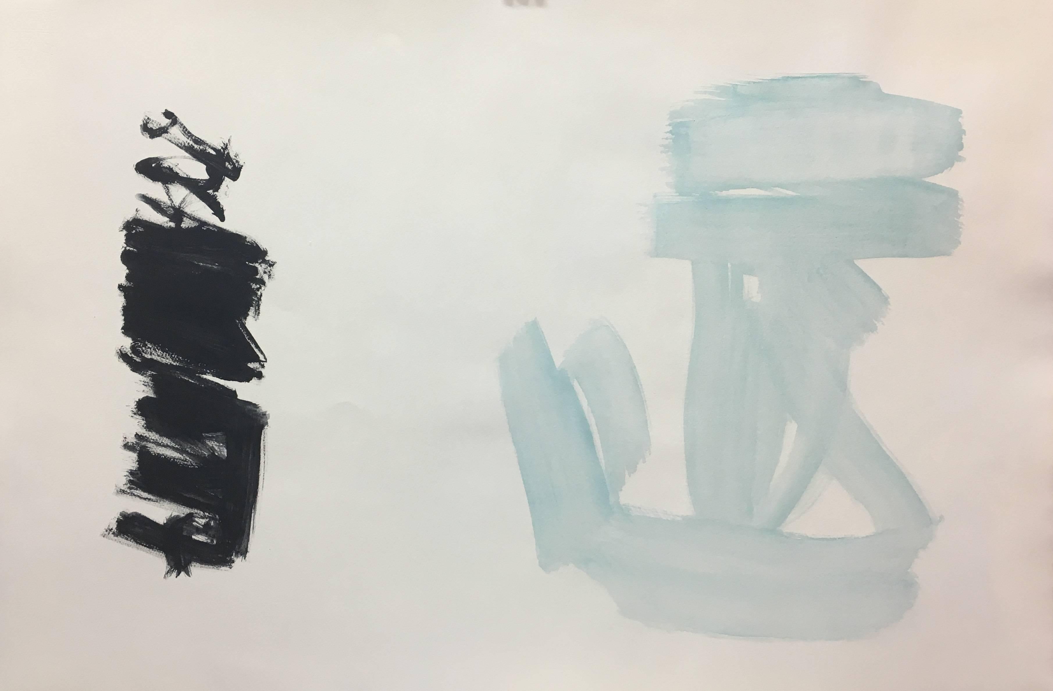 Ruz  Luz y fondo negro - Pintura abstracta acrílico sobre papel - Painting de RAFAEL RUZ