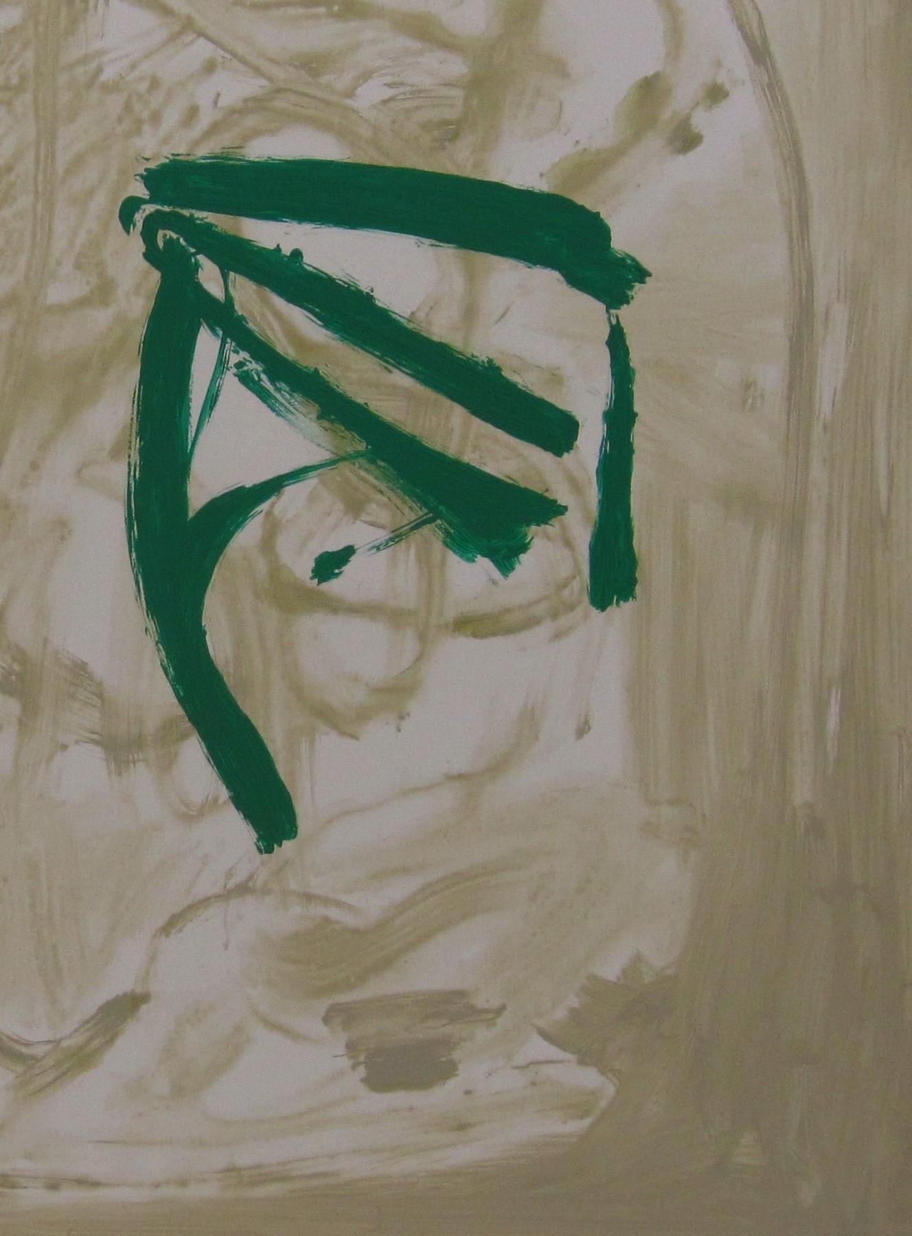 Ruz 27 Square  Big  Green  Placidez  original abstract acrylic canvas painting - Painting by RAFAEL RUZ