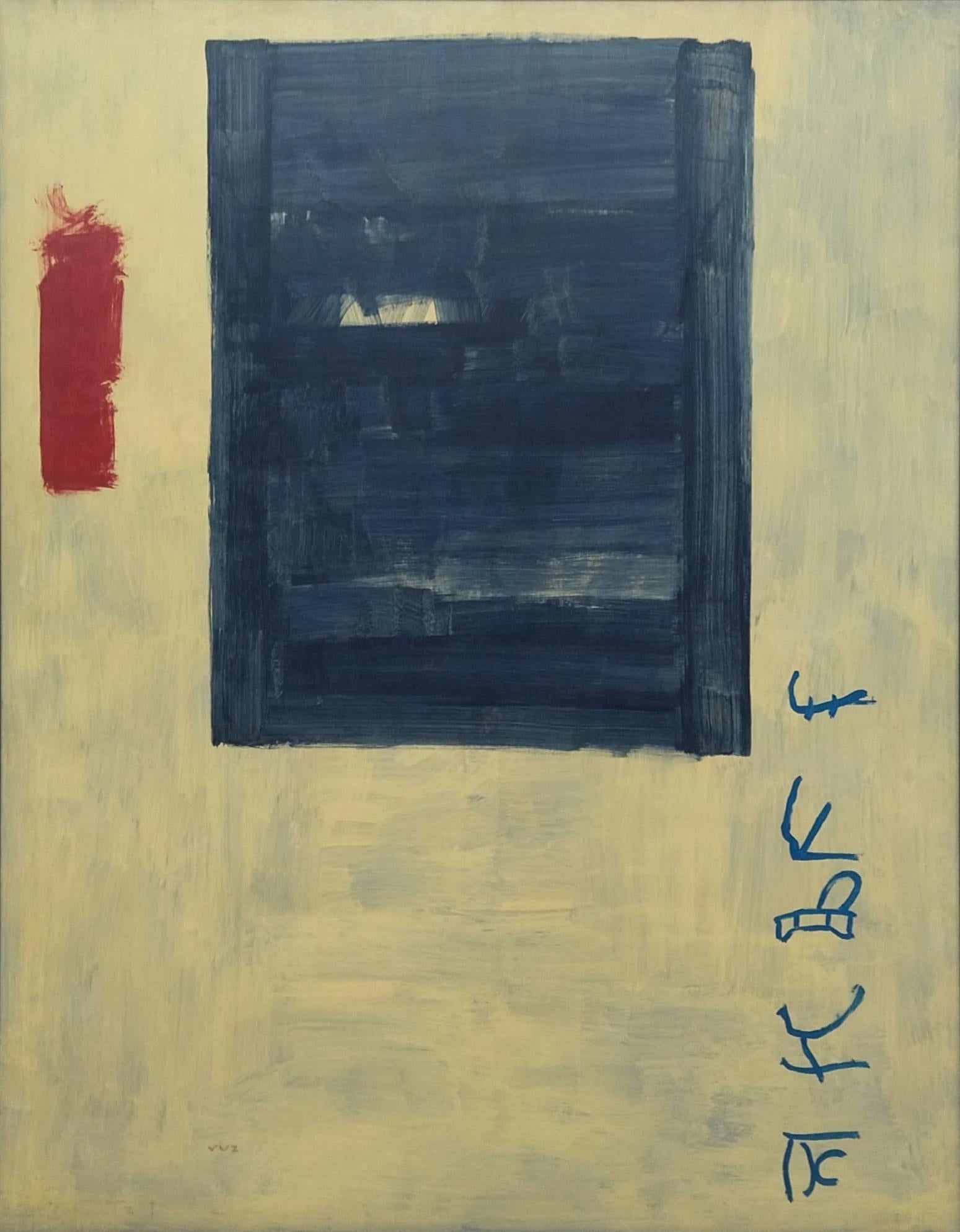 Ruz  Vertical  Big  Yellow  Interior -  Abstract Acrylic on canvas Painting For Sale 1