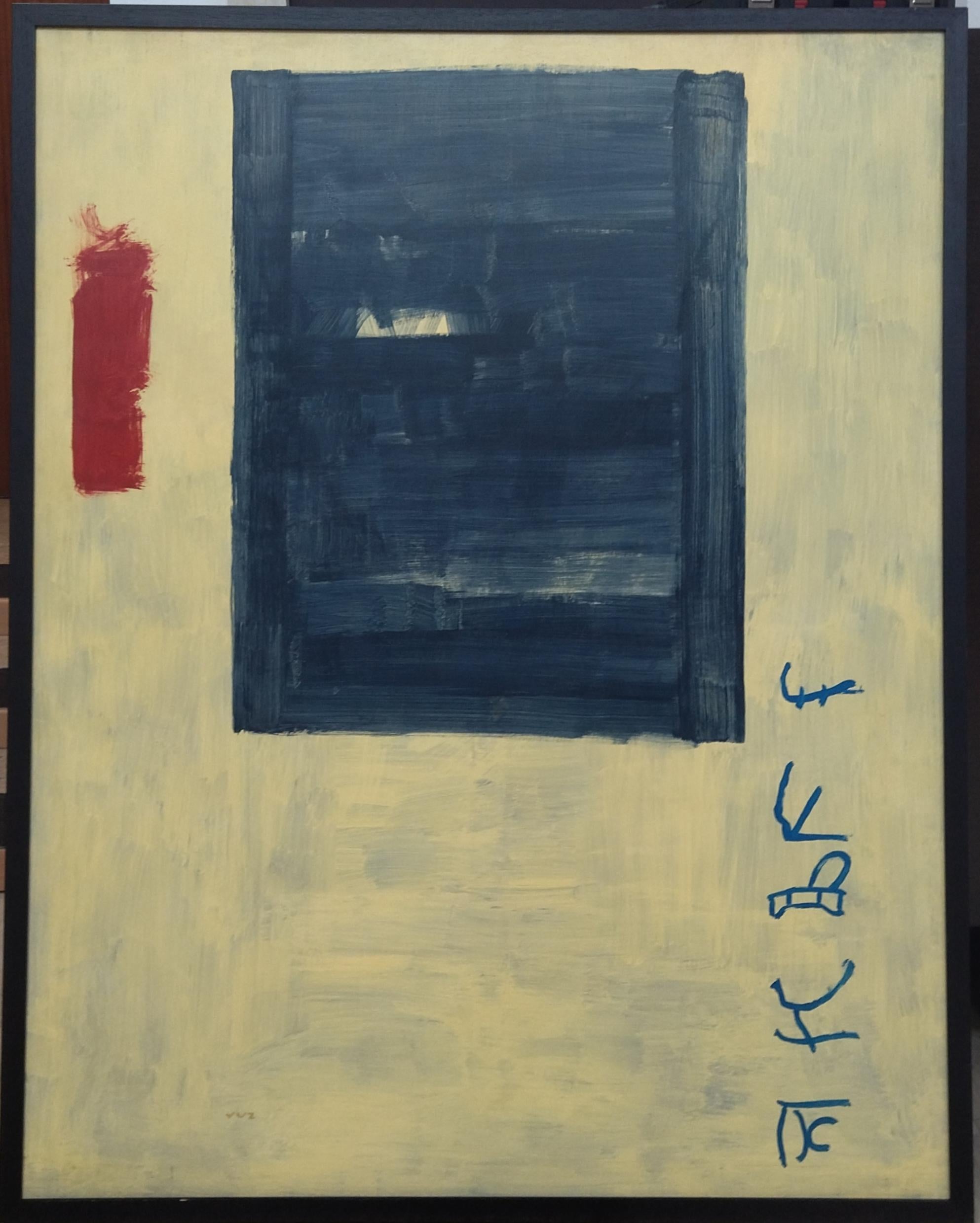 RAFAEL RUZ Abstract Painting - Ruz  Vertical  Big  Yellow  Interior -  Abstract Acrylic on canvas Painting