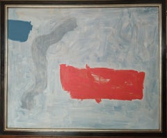 Ruz Blau Rot Abstraktes Gemälde auf Acryl-Leinwand