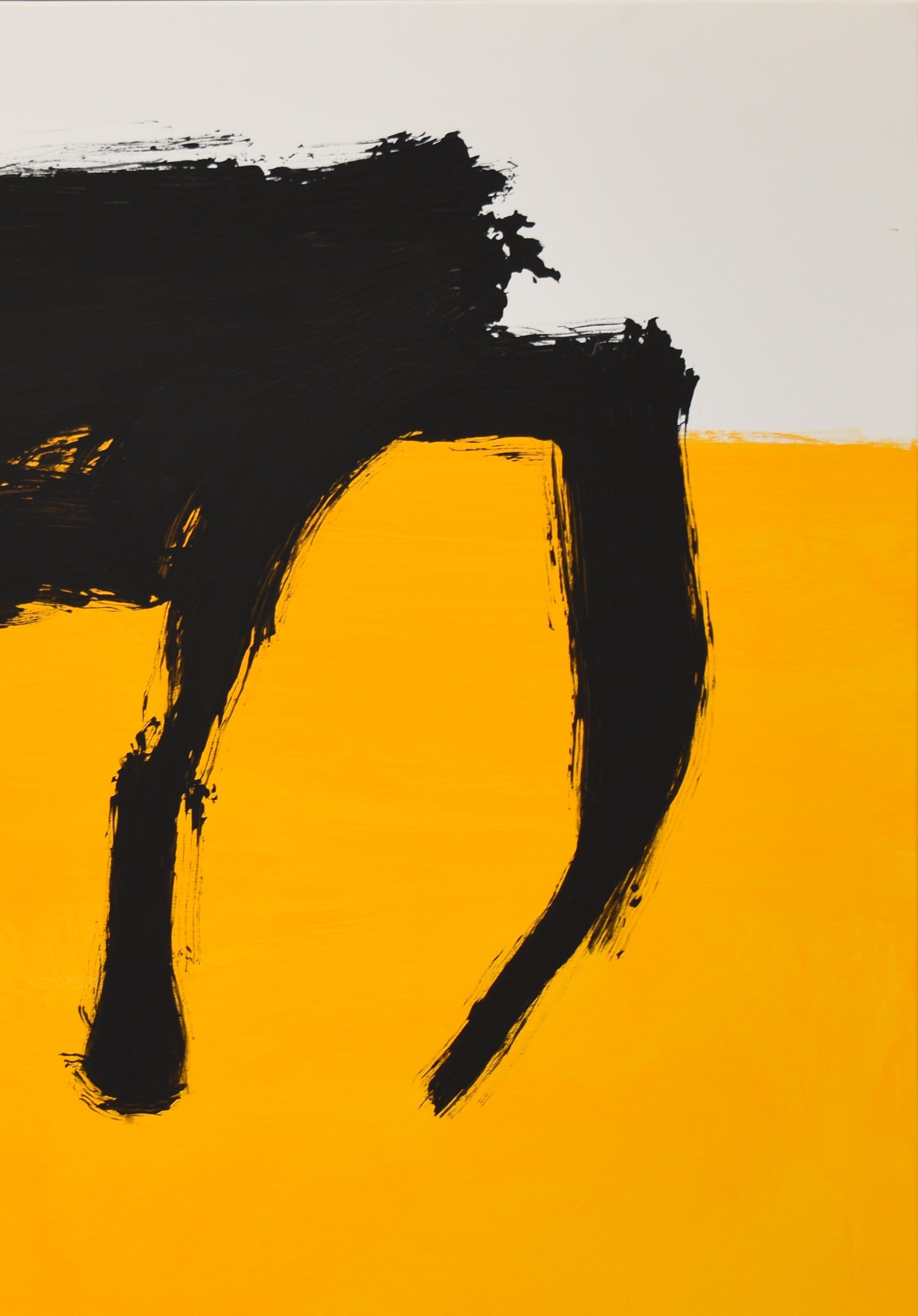 Ruz  Yellow  Black  Tundra-  Abstract Acrylic  Painting For Sale 1
