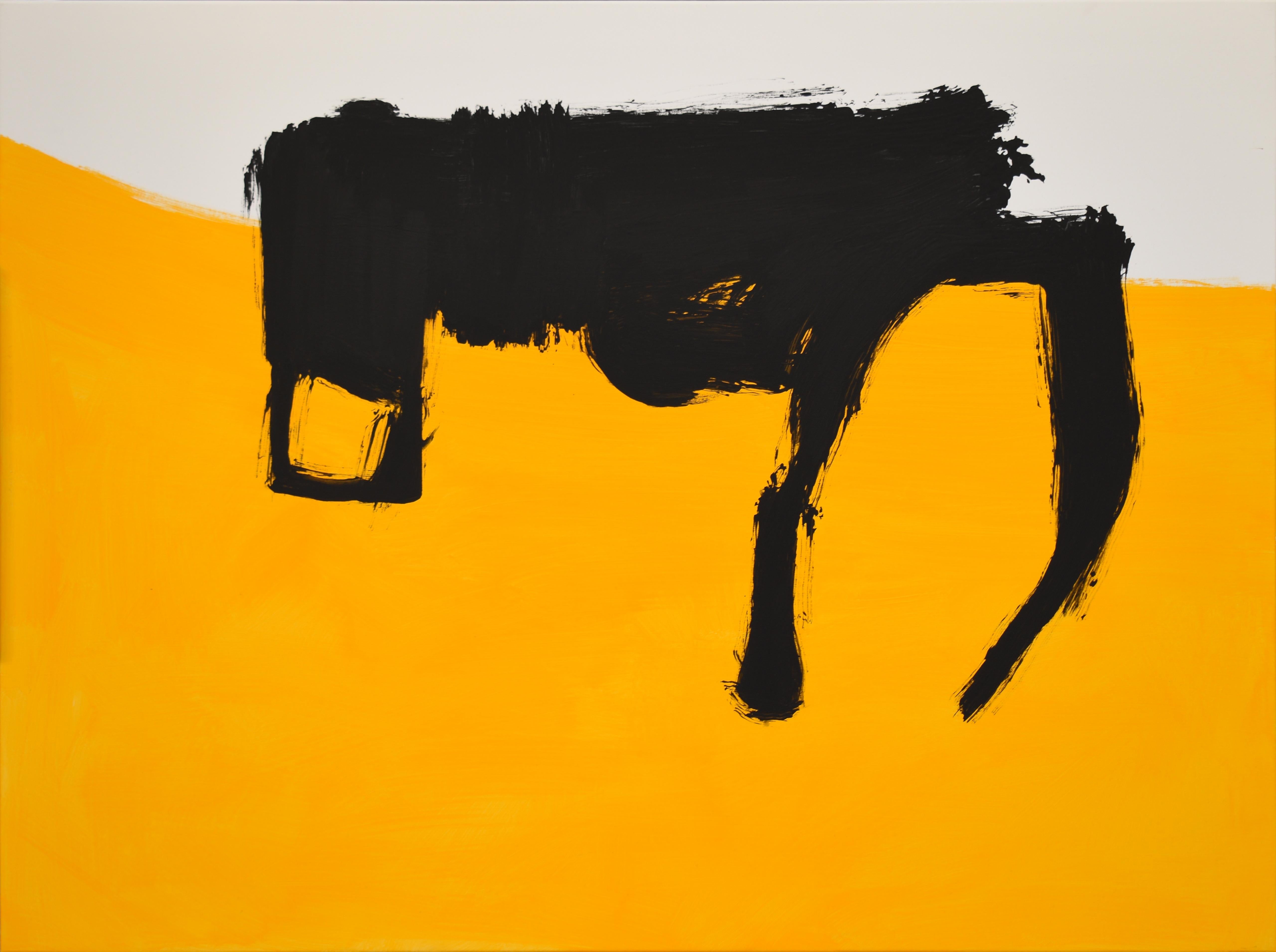 RAFAEL RUZ Abstract Painting - Ruz  Yellow  Black  Tundra-  Abstract Acrylic  Painting