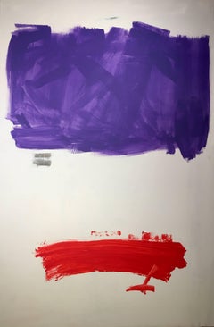Ruz 42 Vertical  Bigli  Un arrière-plan clair  Rouge  Violet   Acrylique abstrait  toile 