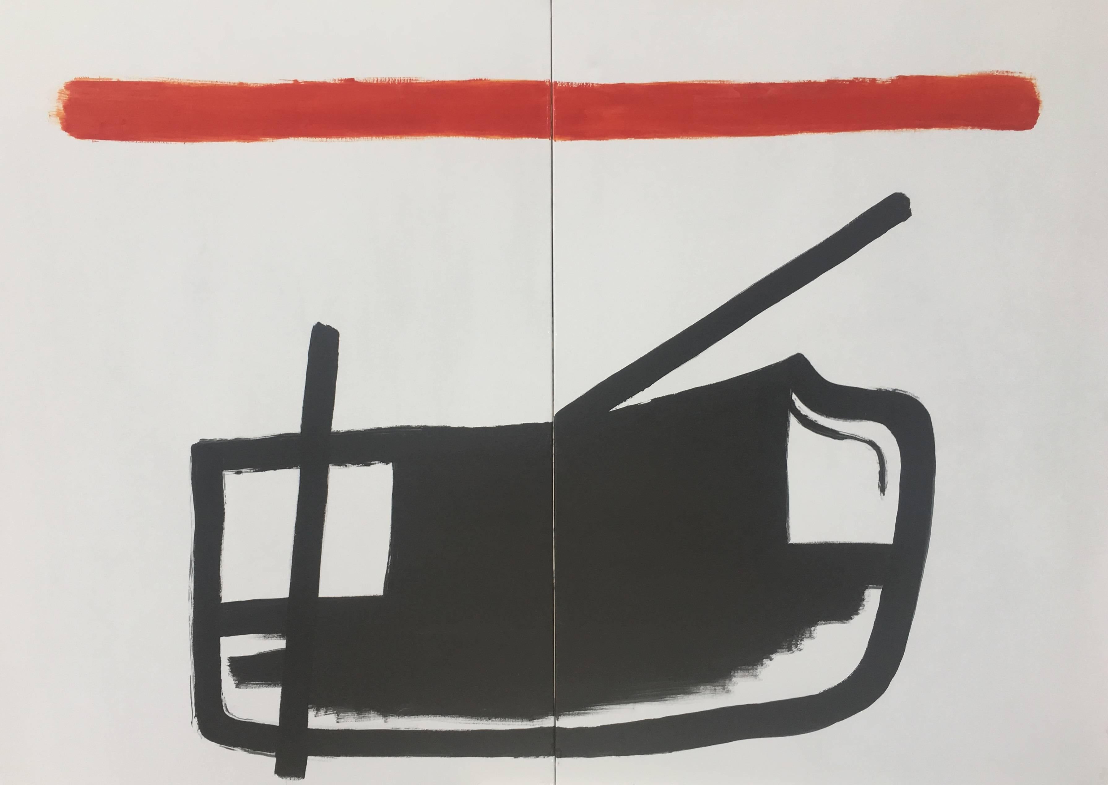 RAFAEL RUZ Abstract Painting - Ruz  Big. light background. red and black original abstract acrylic
